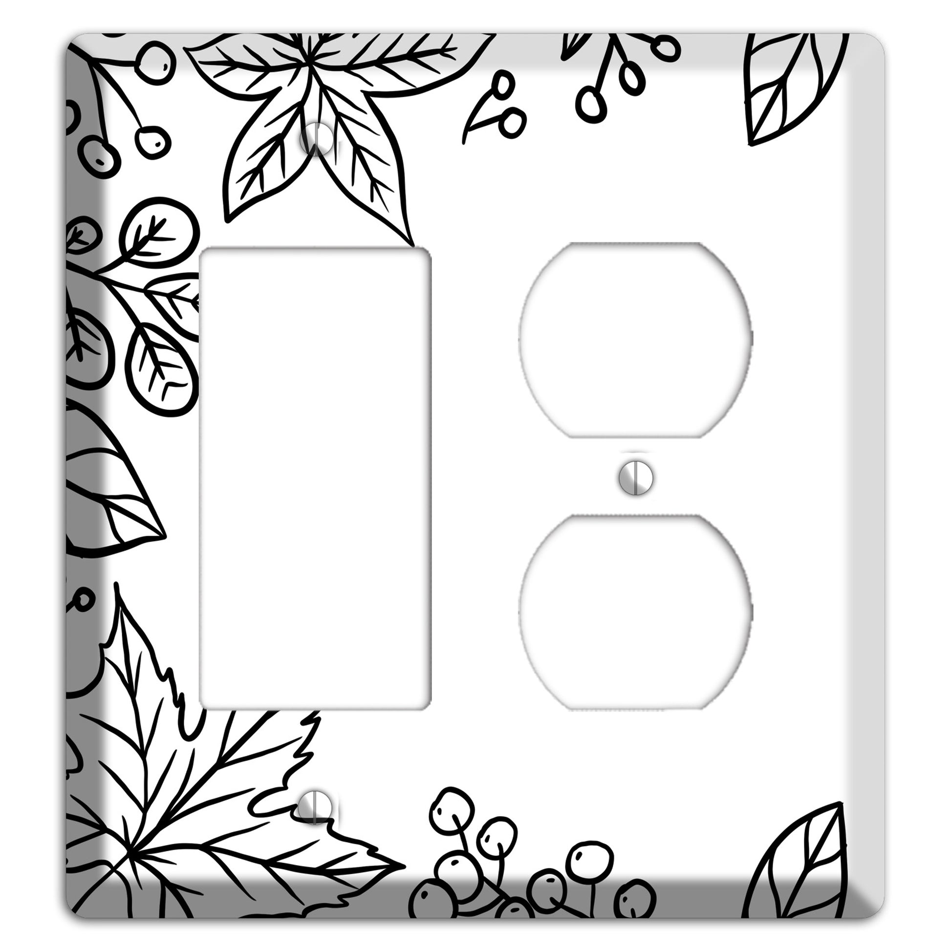 Hand-Drawn Floral 25 Rocker / Duplex Wallplate