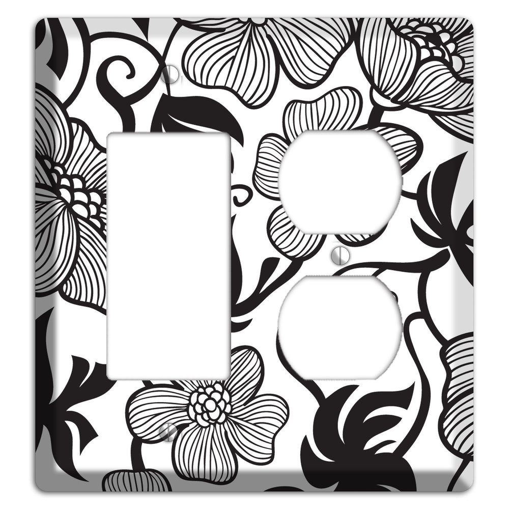 White with Black Tropical Rocker / Duplex Wallplate