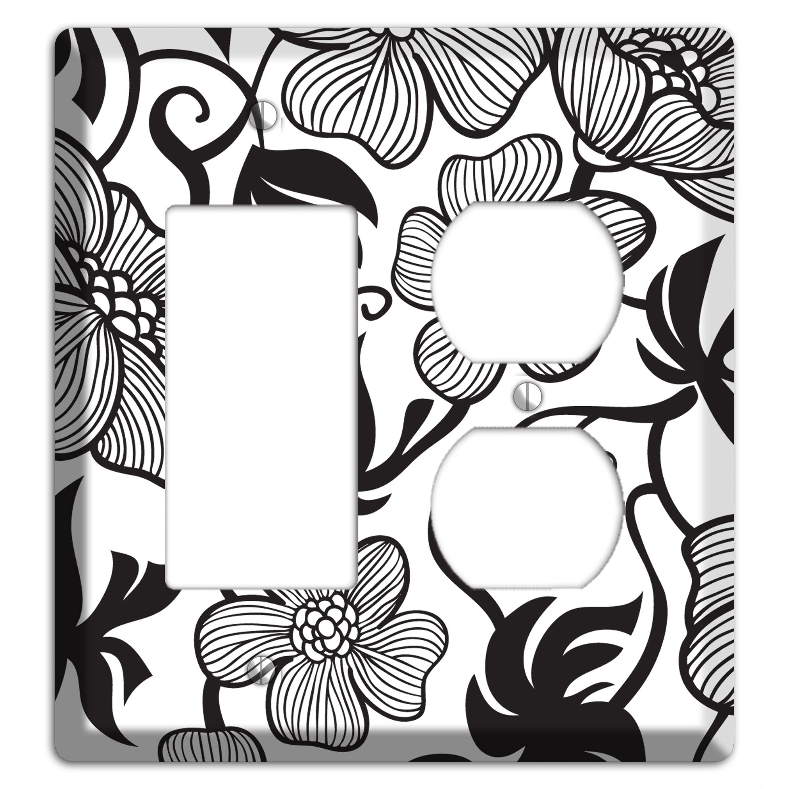 White with Black Tropical Rocker / Duplex Wallplate