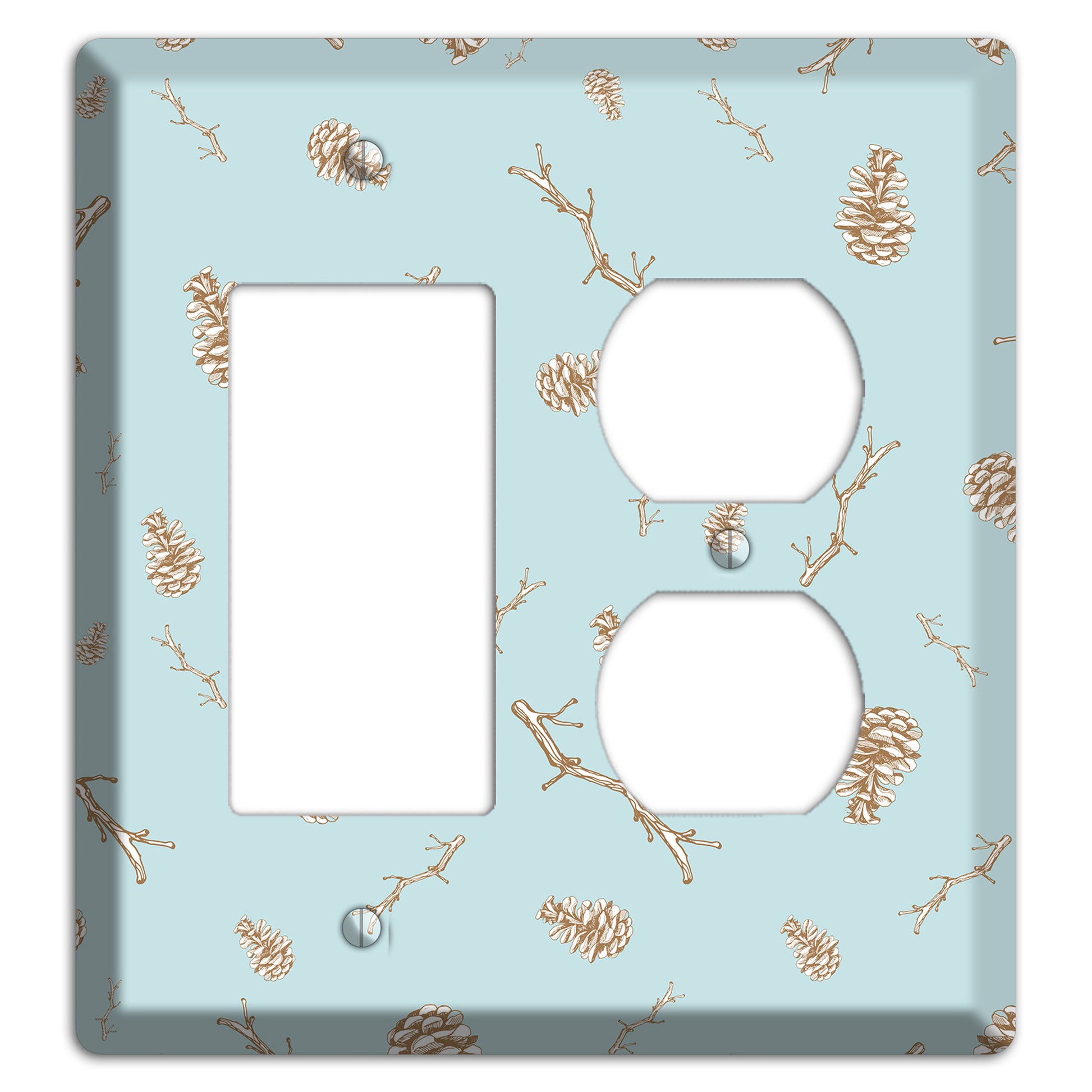 Wildlife Pinecones & Twigs Rocker / Duplex Wallplate