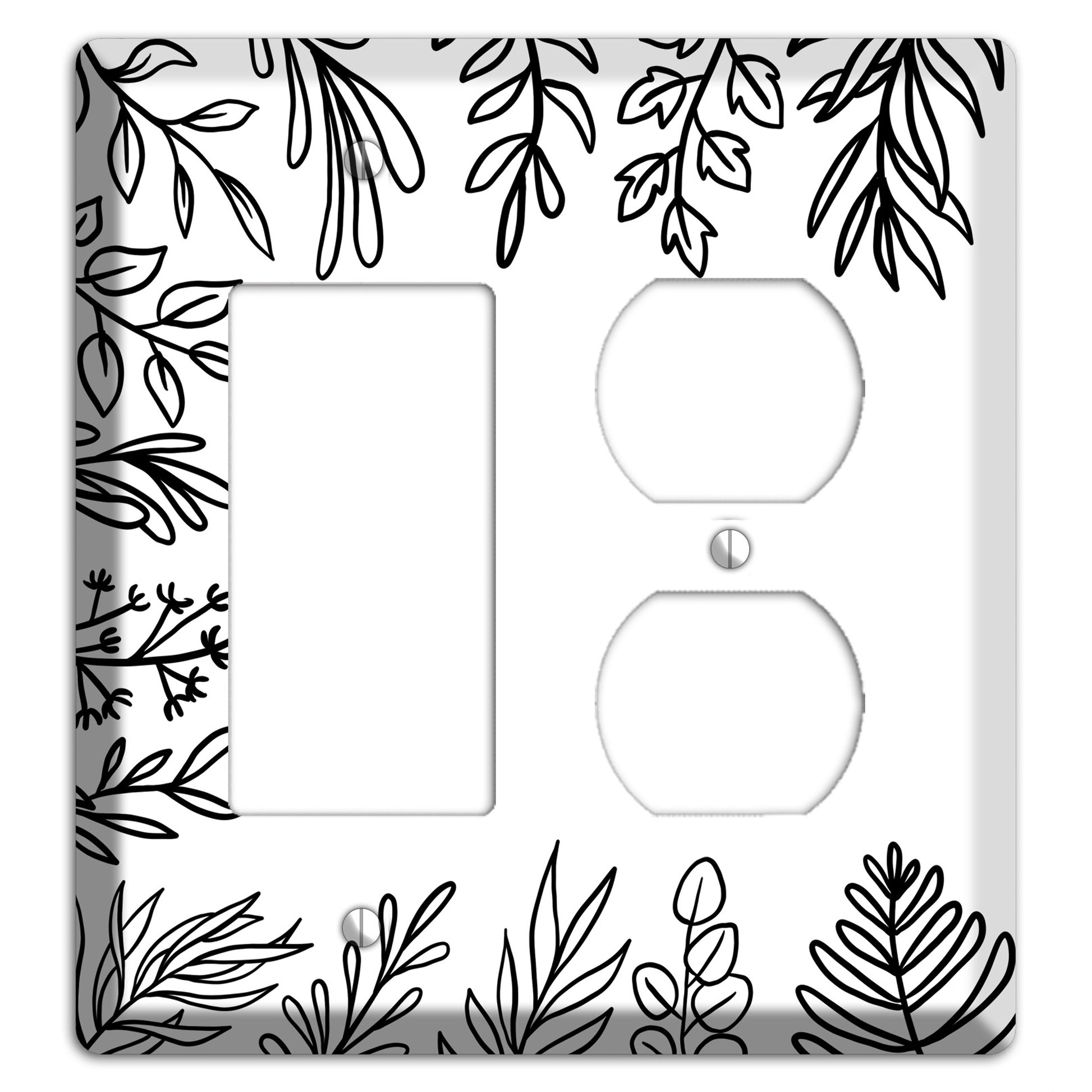 Hand-Drawn Floral 39 Rocker / Duplex Wallplate