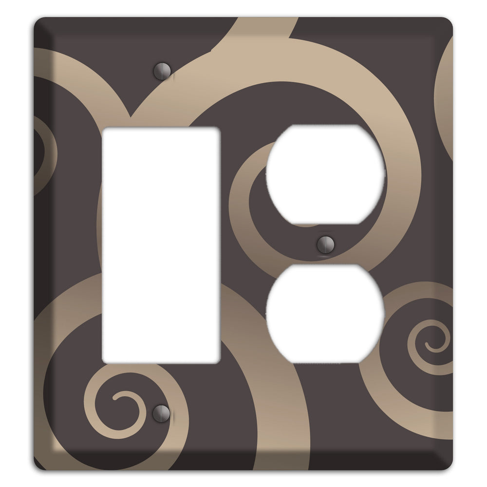 Brown with Beige Large Swirl Rocker / Duplex Wallplate