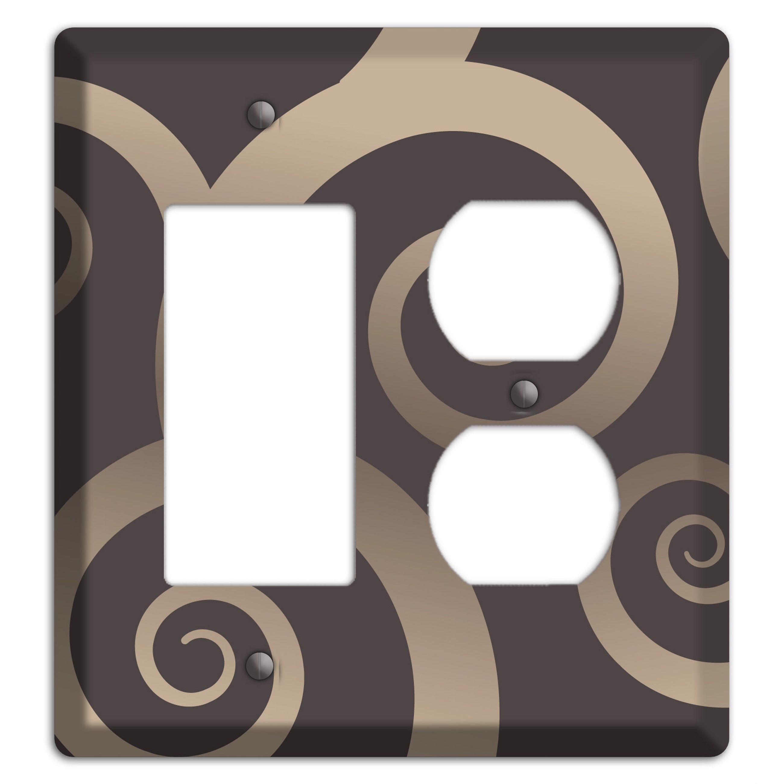 Brown with Beige Large Swirl Rocker / Duplex Wallplate