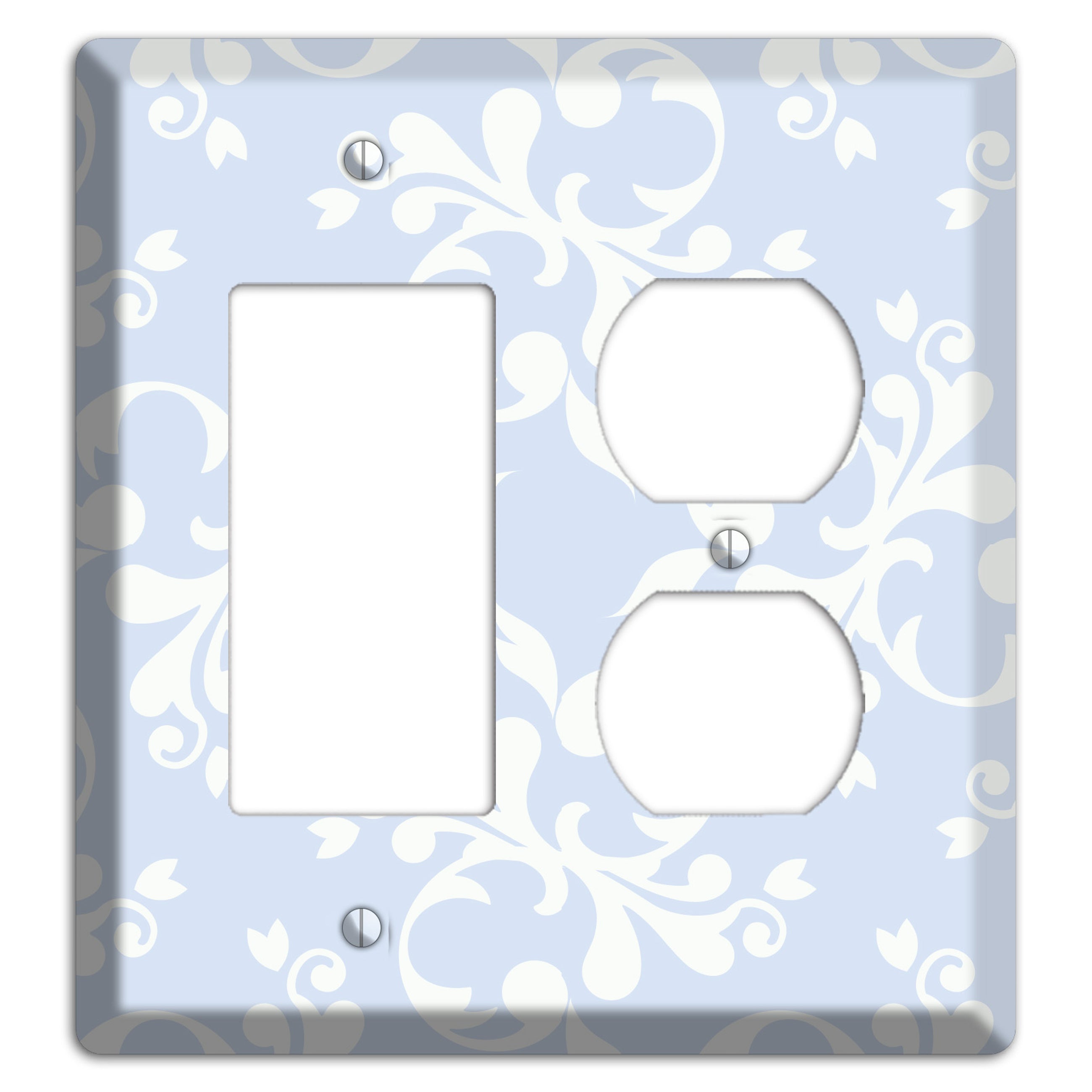 Light Blue Victorian Toile Rocker / Duplex Wallplate