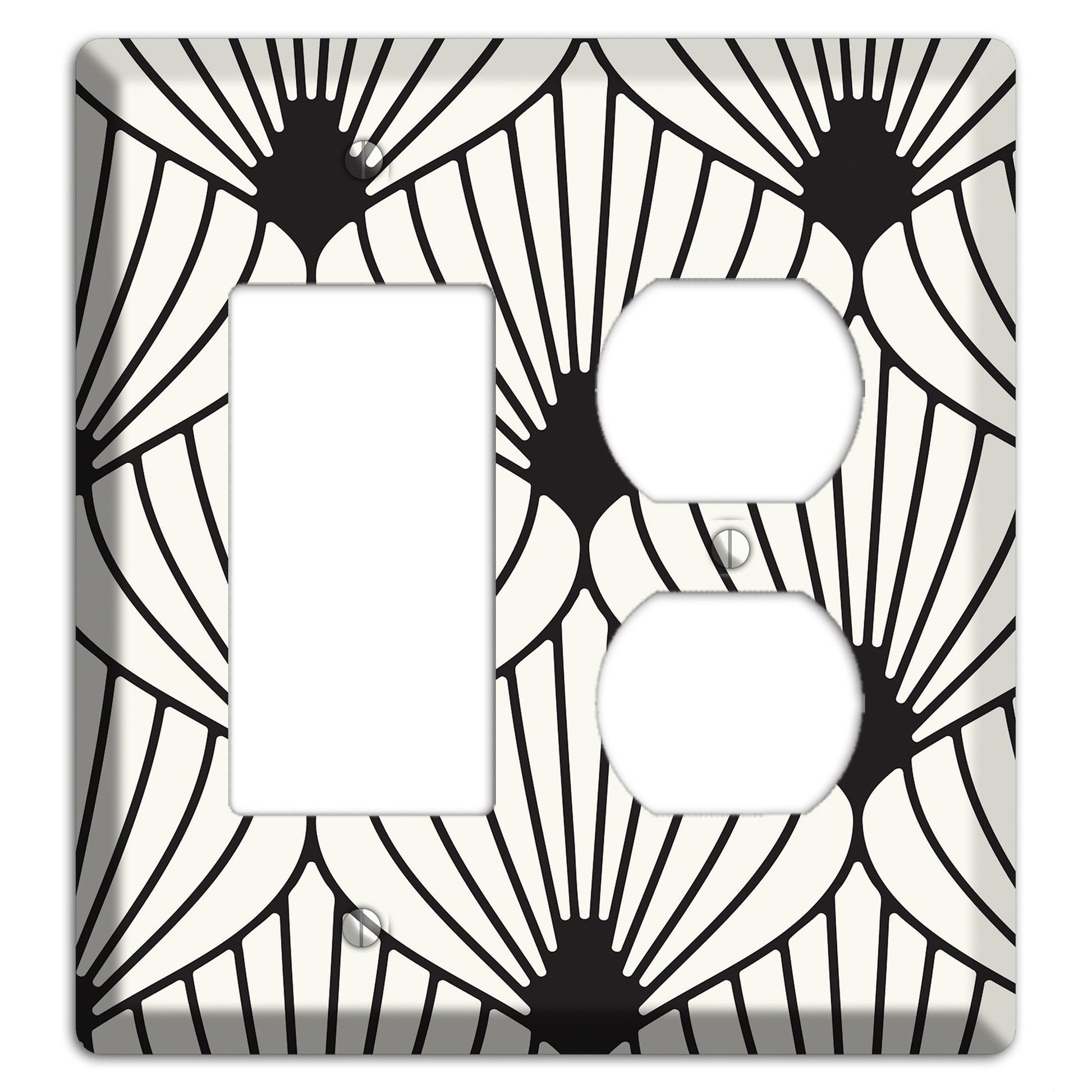 Black Deco Fans Rocker / Duplex Wallplate