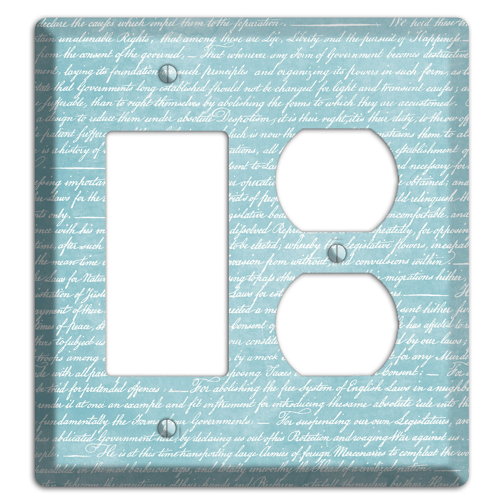 Blue Stained Script Rocker / Duplex Wallplate