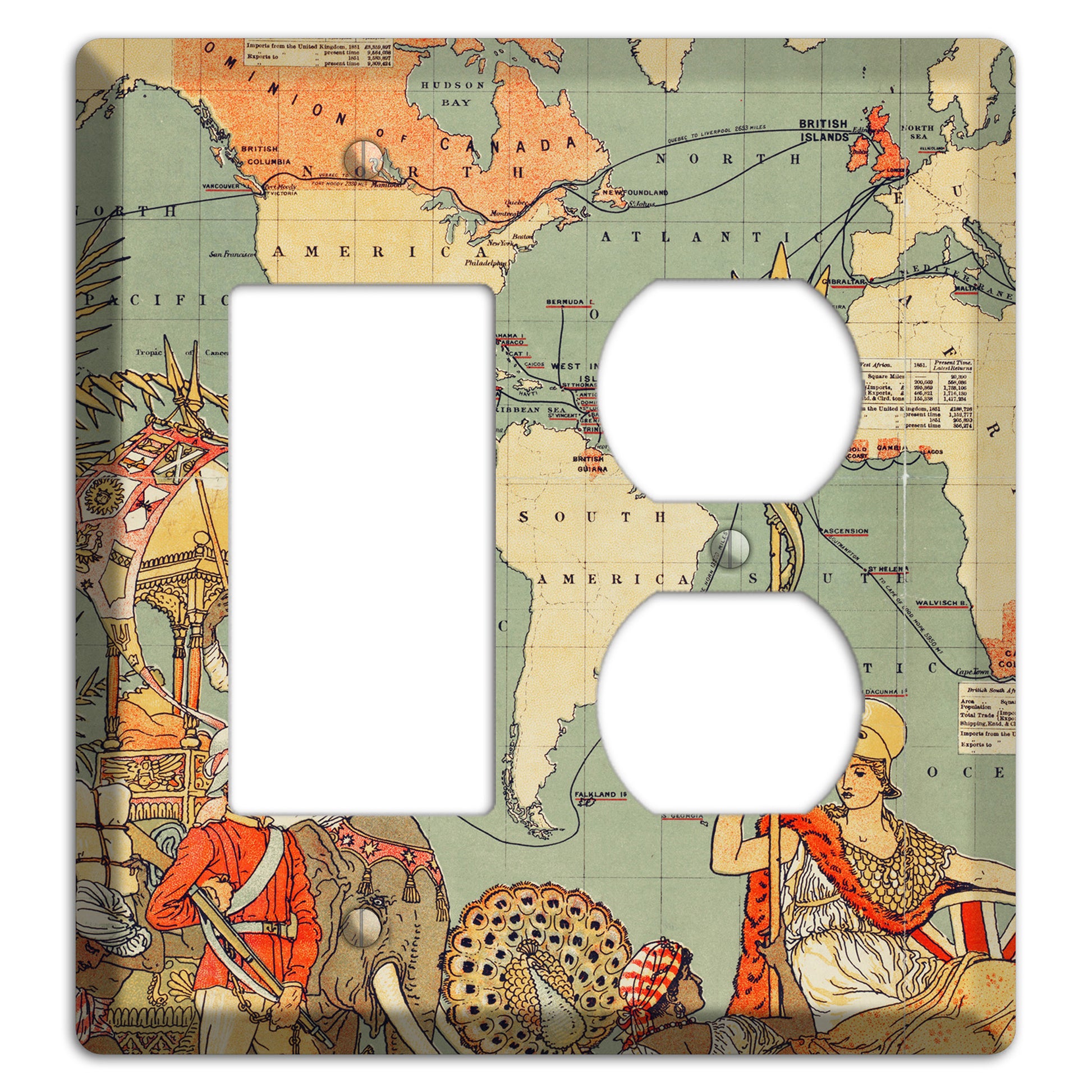 Map of Americas Rocker / Duplex Wallplate