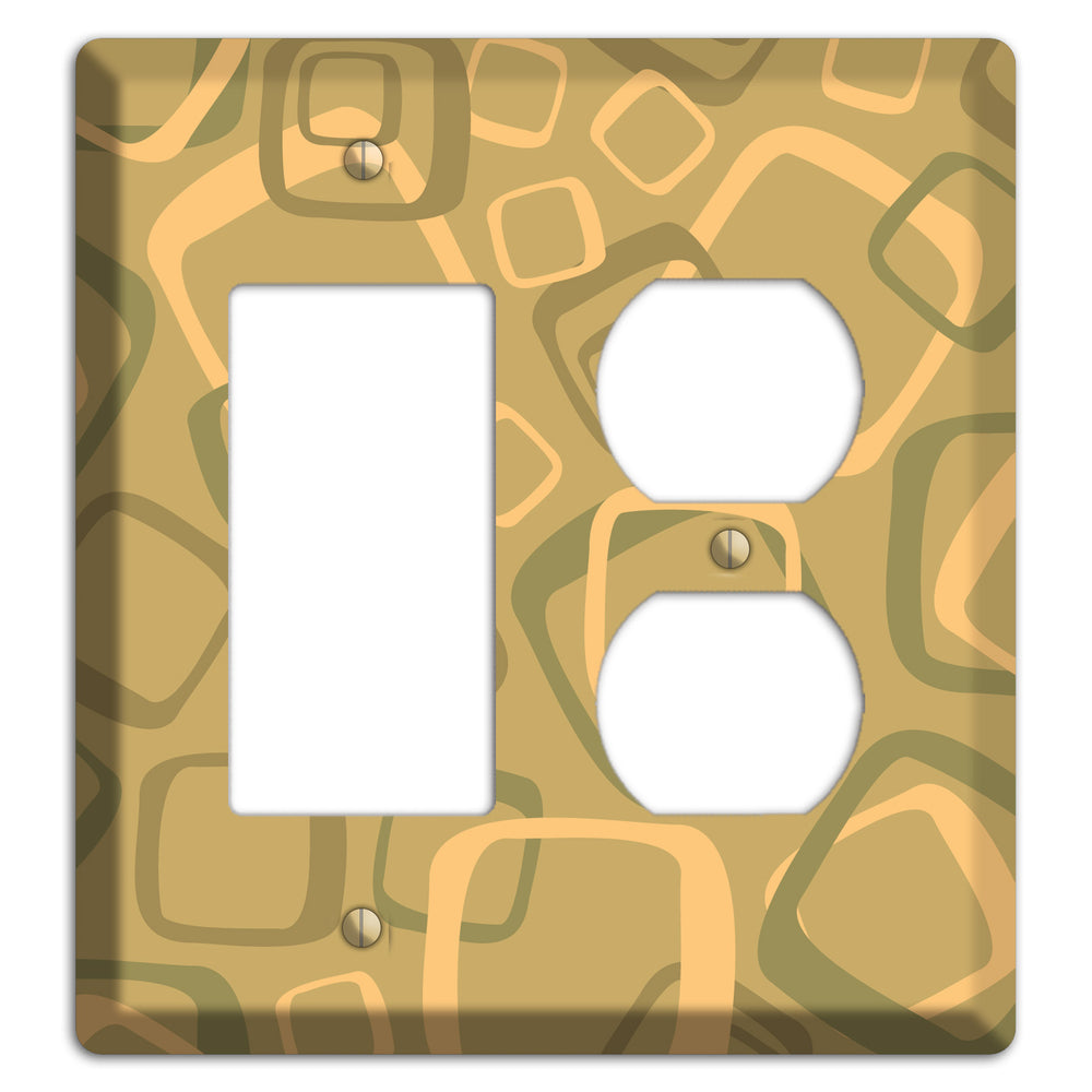 Multi Olive Random Retro Squares Rocker / Duplex Wallplate