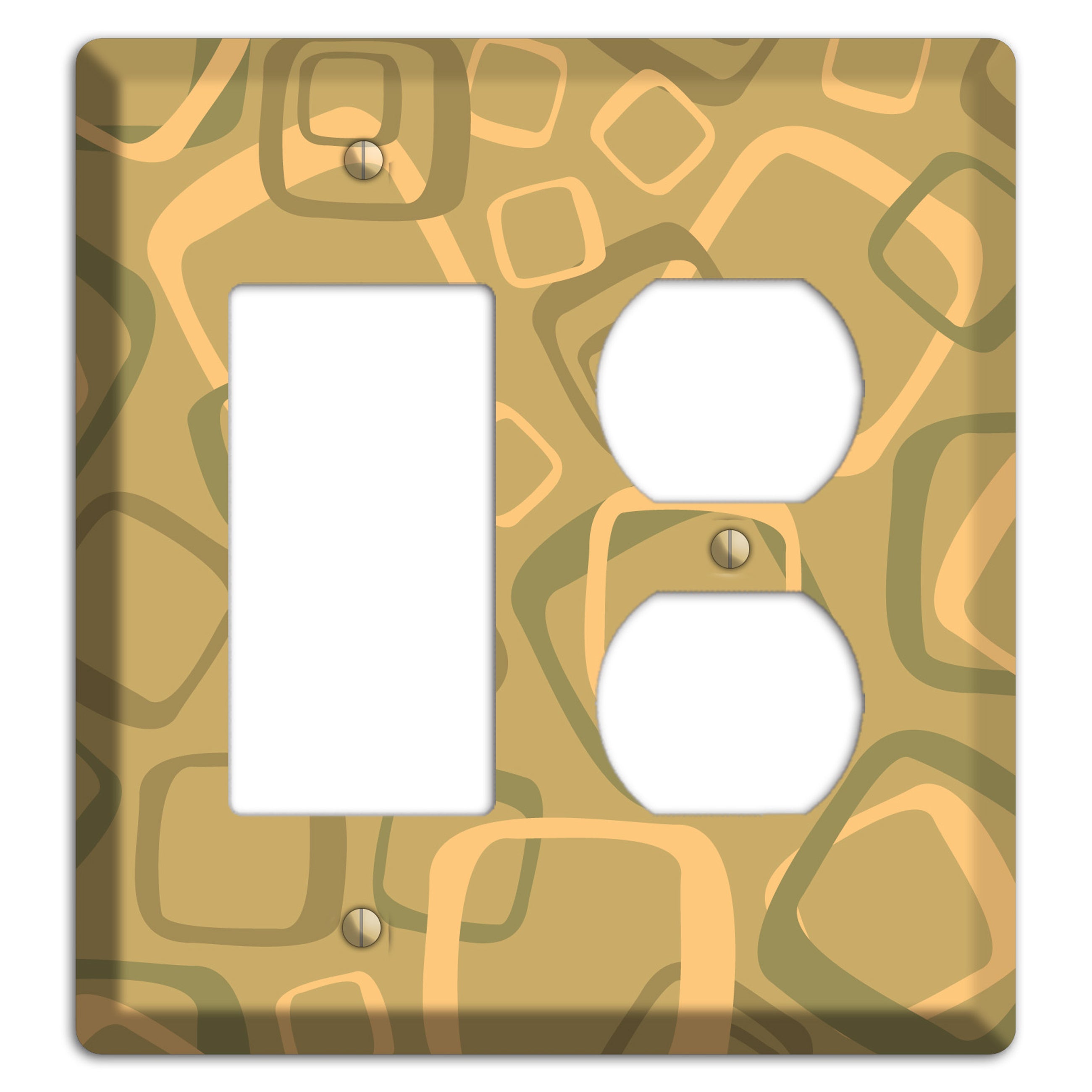 Multi Olive Random Retro Squares Rocker / Duplex Wallplate