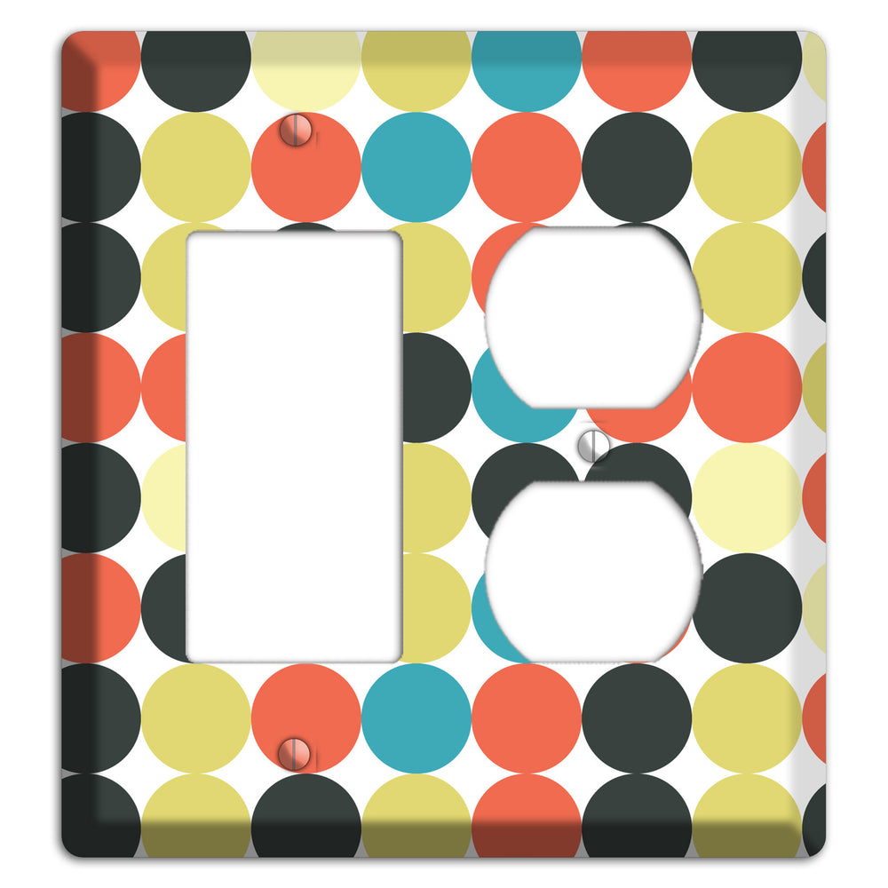 Coral Black Yellow Olive Blue Aqua Tiled Dots Rocker / Duplex Wallplate