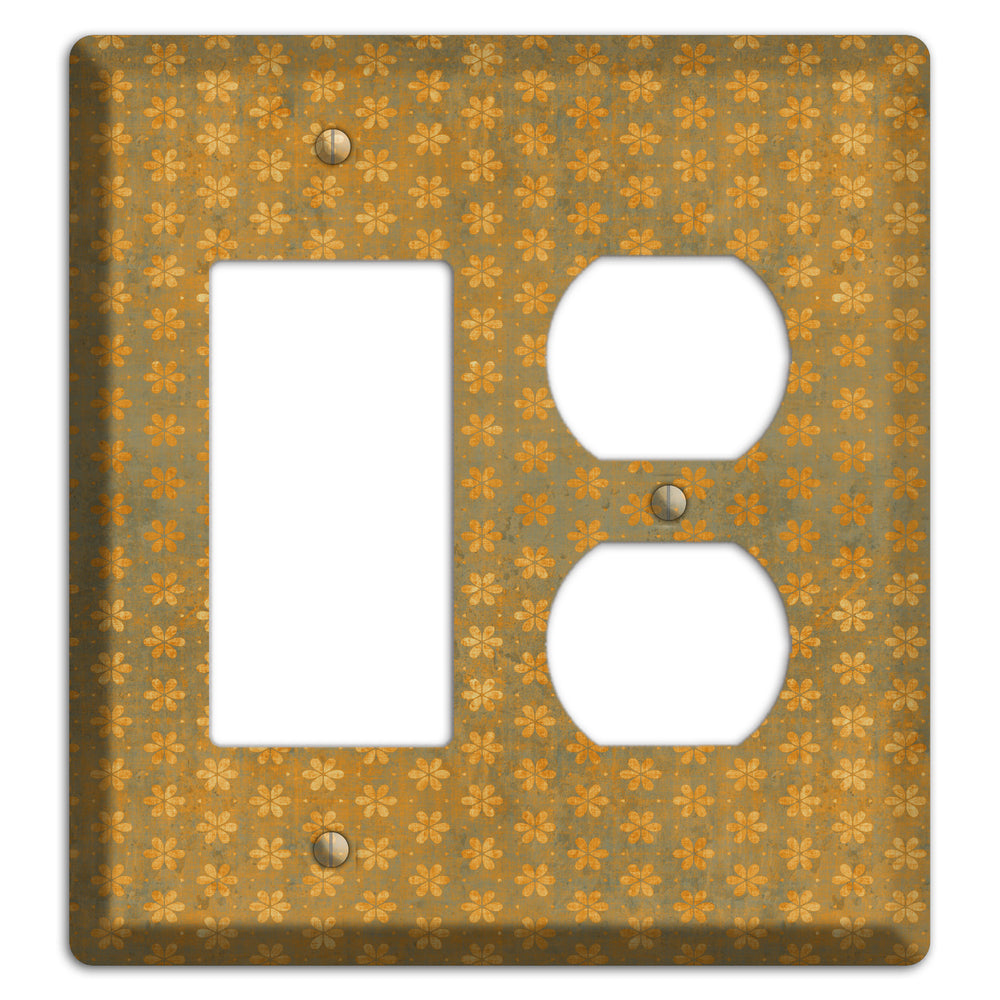 Olive Grunge Floral Contour Rocker / Duplex Wallplate