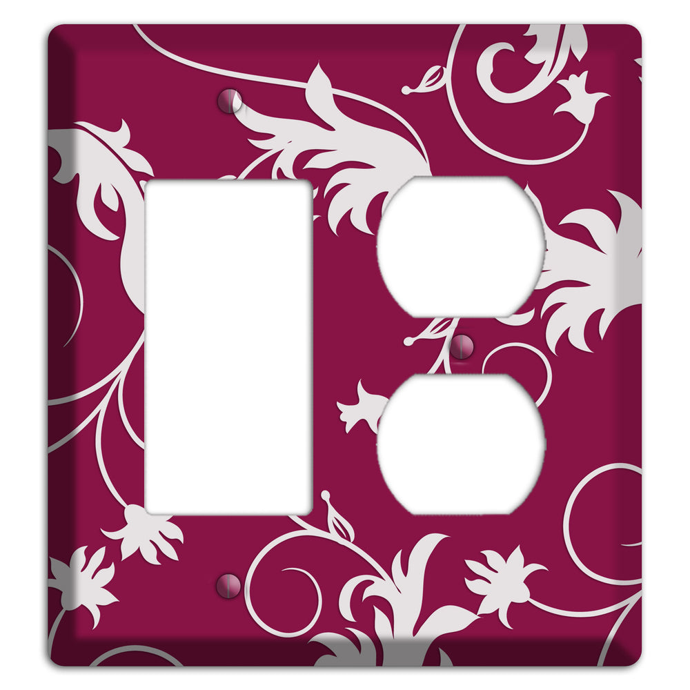 Fuschia Victorian Sprig Rocker / Duplex Wallplate