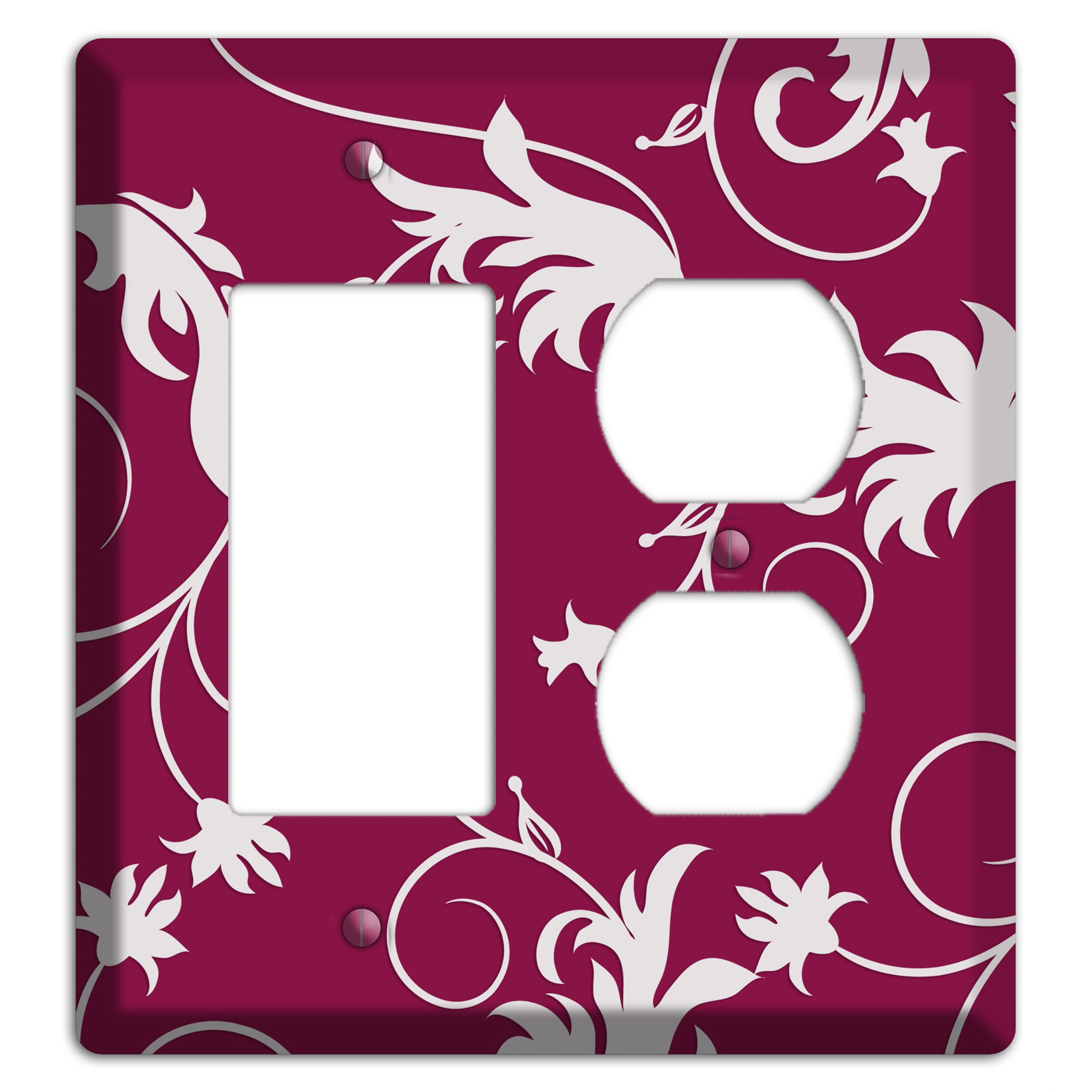 Fuschia Victorian Sprig Rocker / Duplex Wallplate