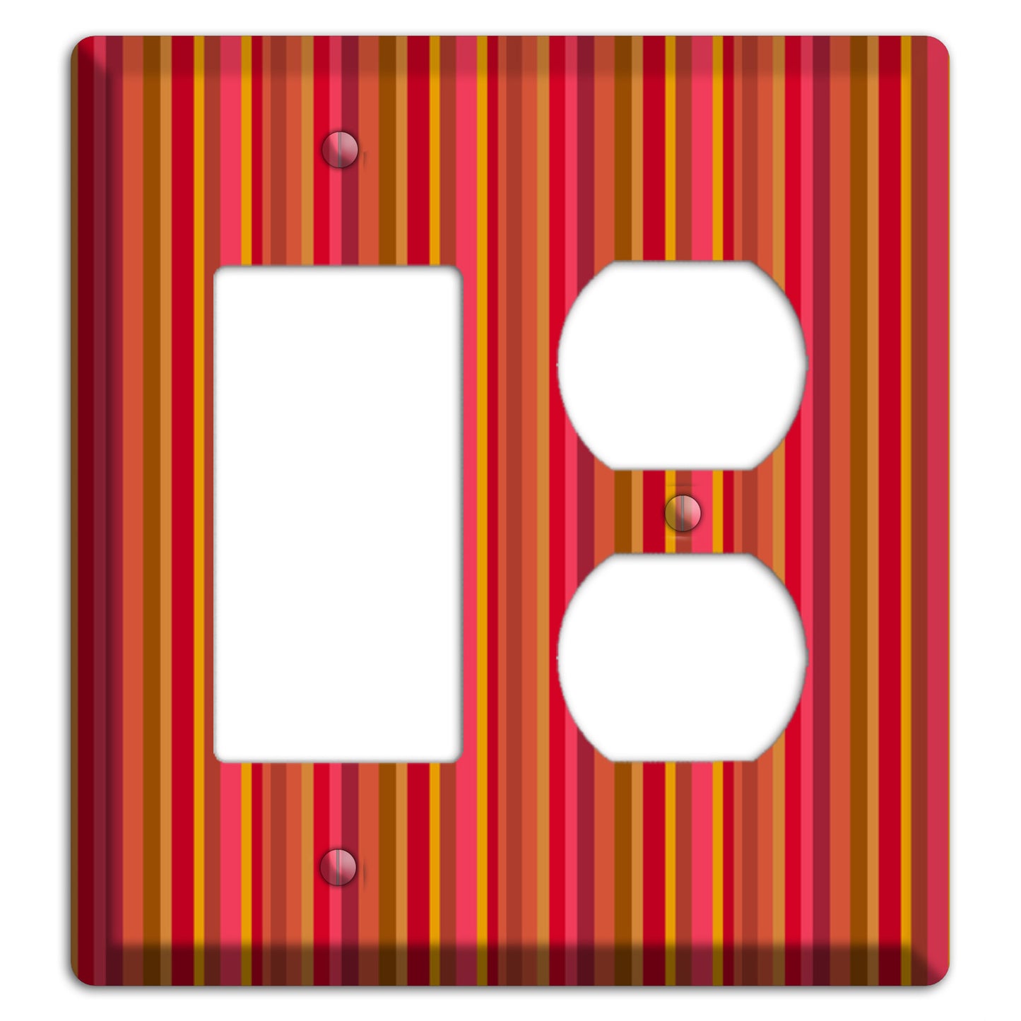 Multi Red Vertical Stripes Rocker / Duplex Wallplate