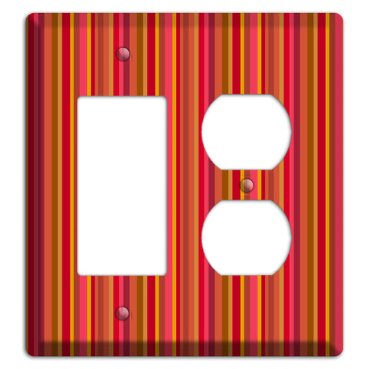 Multi Red Vertical Stripes Rocker / Duplex Wallplate