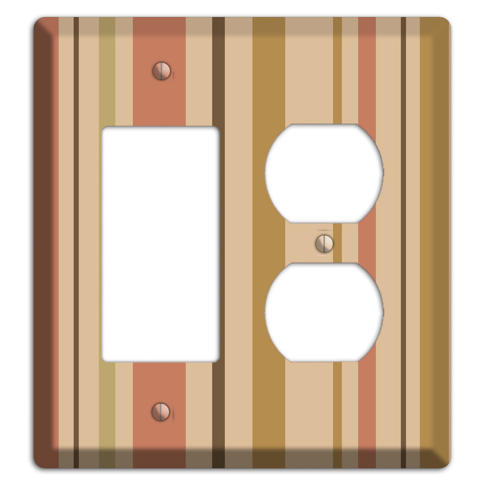 Multi Dusty Pink Vertical Stripes Rocker / Duplex Wallplate