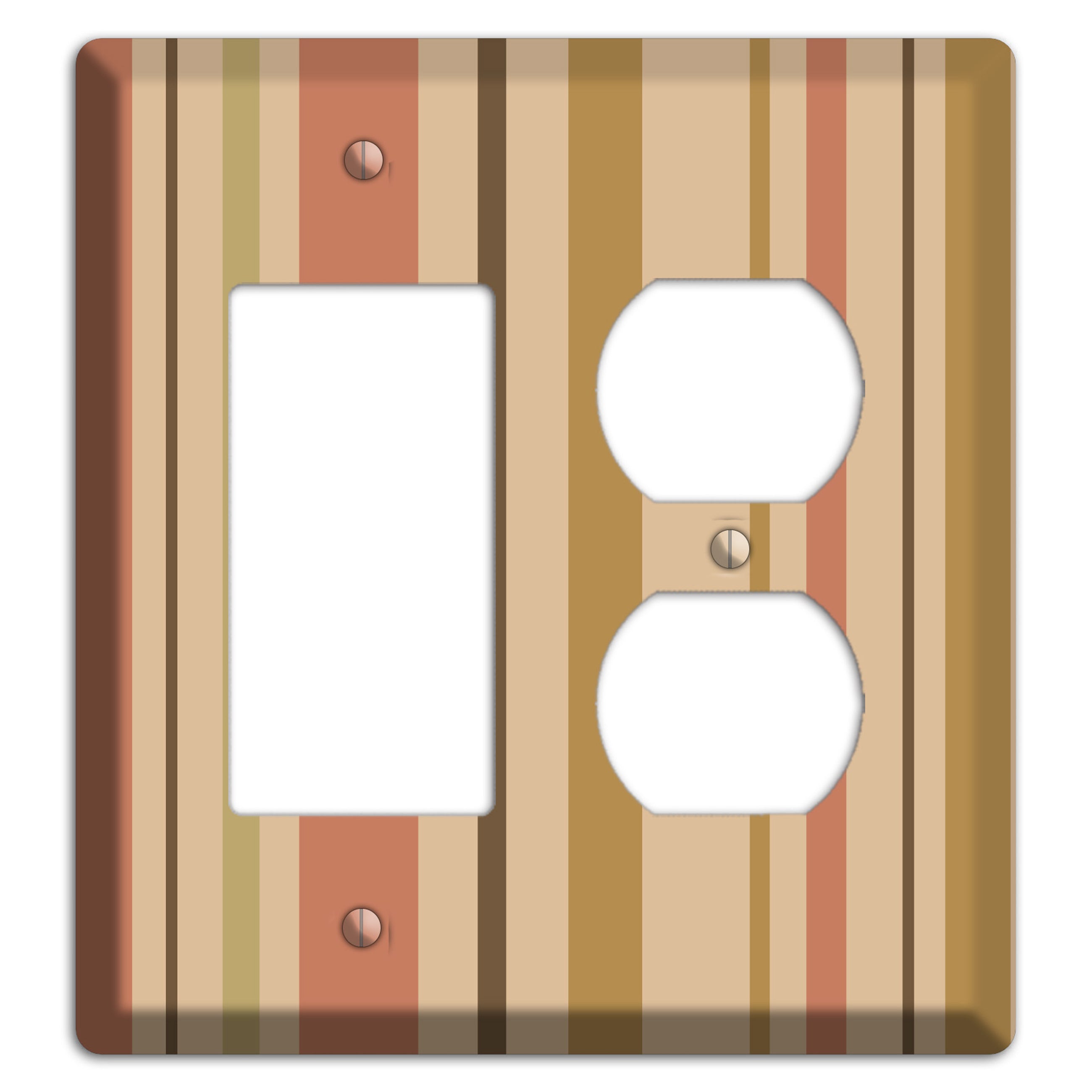 Multi Dusty Pink Vertical Stripes Rocker / Duplex Wallplate