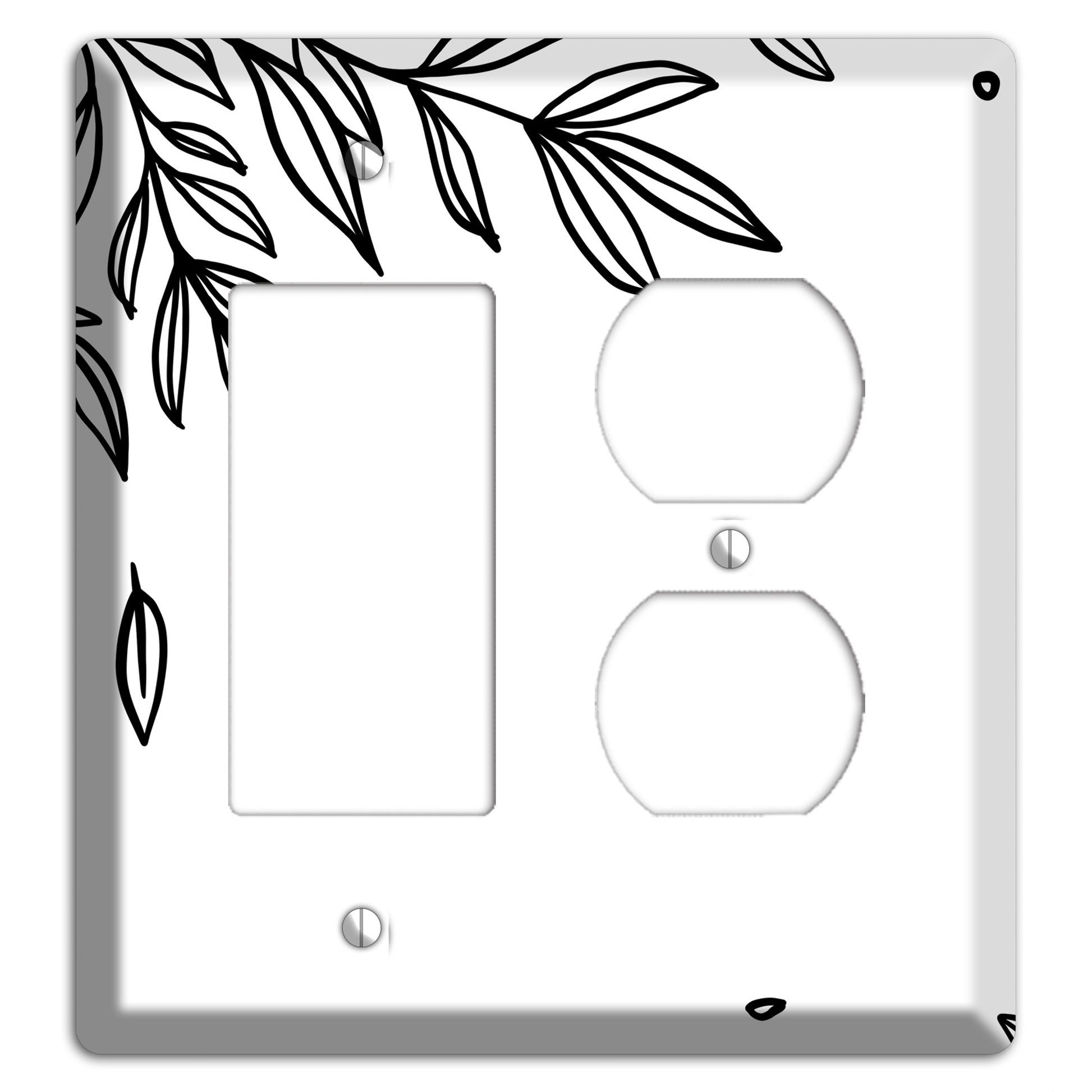 Hand-Drawn Floral 3 Rocker / Duplex Wallplate