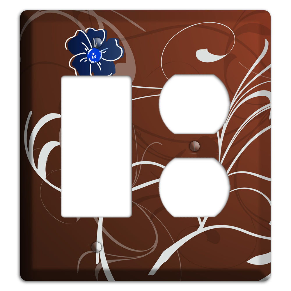 Brown Flower with Swirl Rocker / Duplex Wallplate
