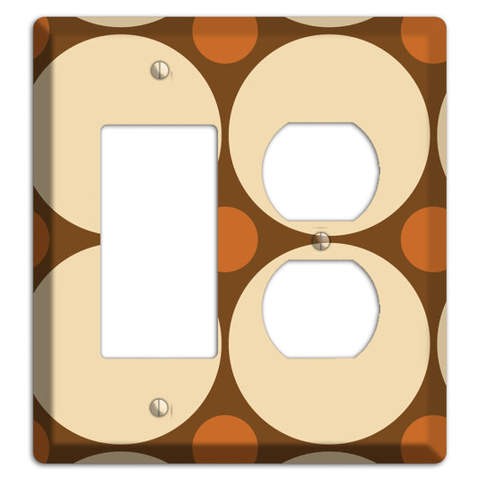 Brown with Beige and Umber Multi Tiled Large Dots Rocker / Duplex Wallplate