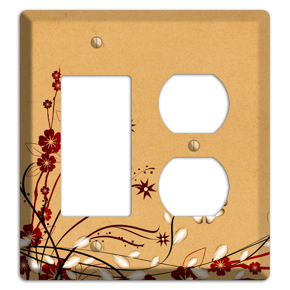 Delicate Red Flowers Rocker / Duplex Wallplate