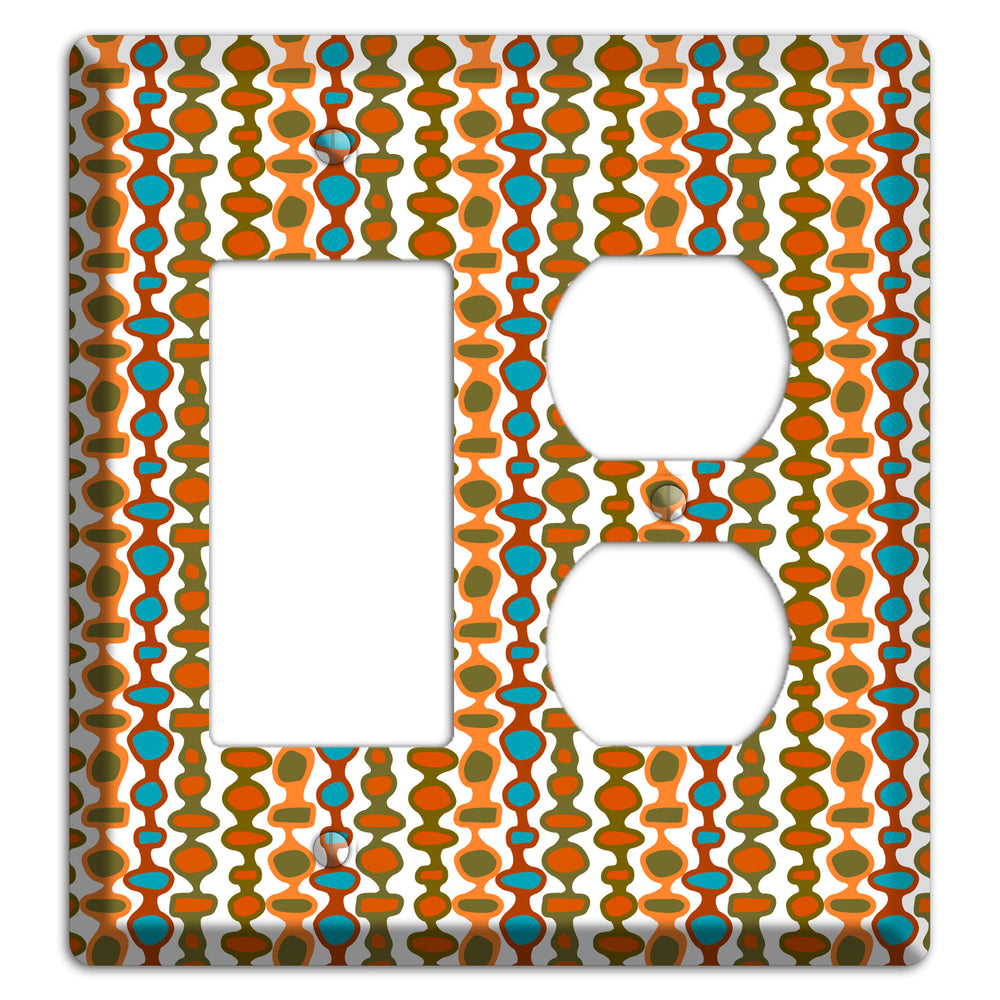 Multi Umber and Dusty Blue Bead and Reel Rocker / Duplex Wallplate