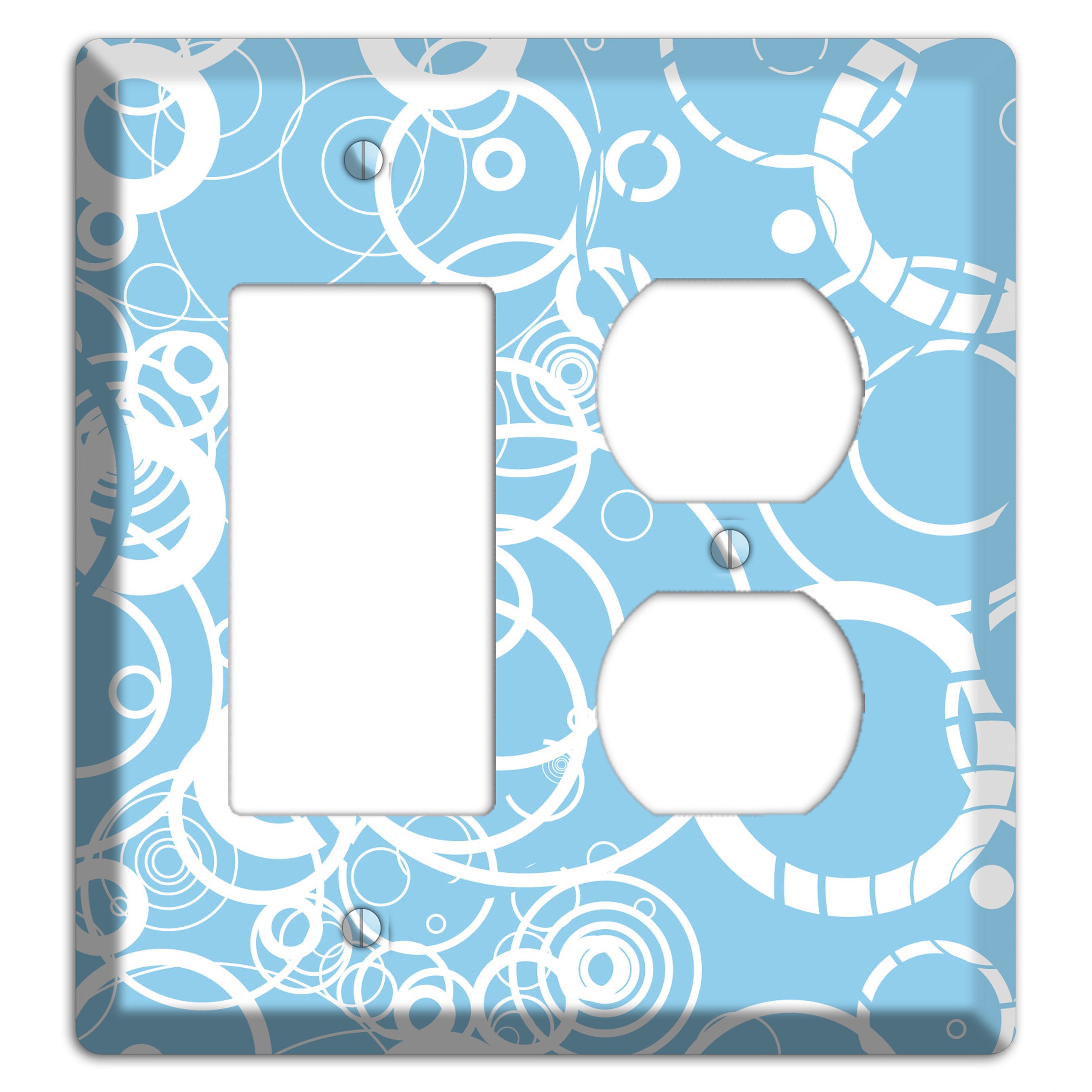 Light Blue Circles Rocker / Duplex Wallplate