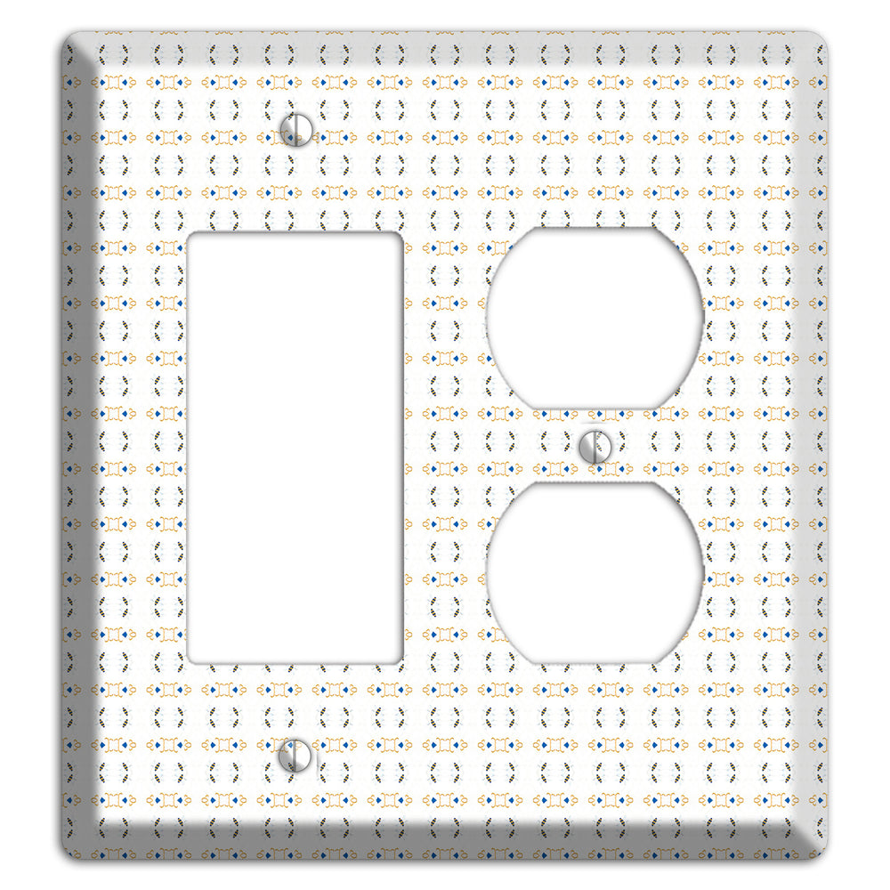 White with Grey and Olive Simple Geometric Rocker / Duplex Wallplate