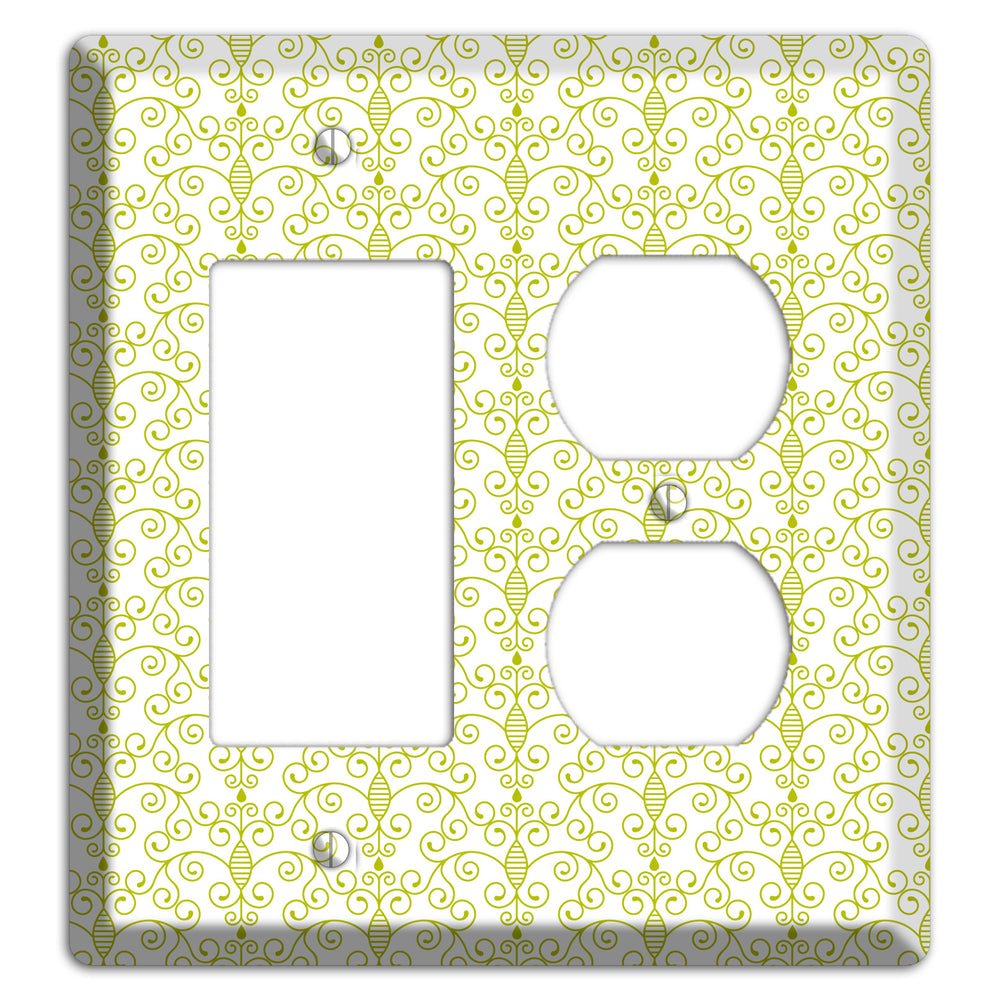 Olive Toile Half Drop Rocker / Duplex Wallplate