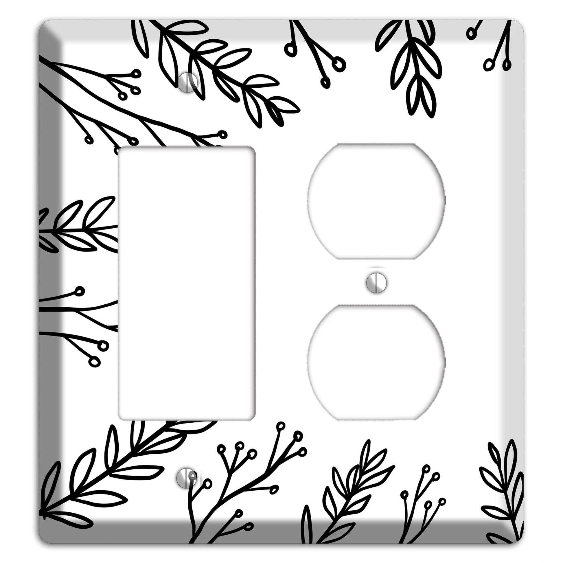 Hand-Drawn Leaves 9 Rocker / Duplex Wallplate