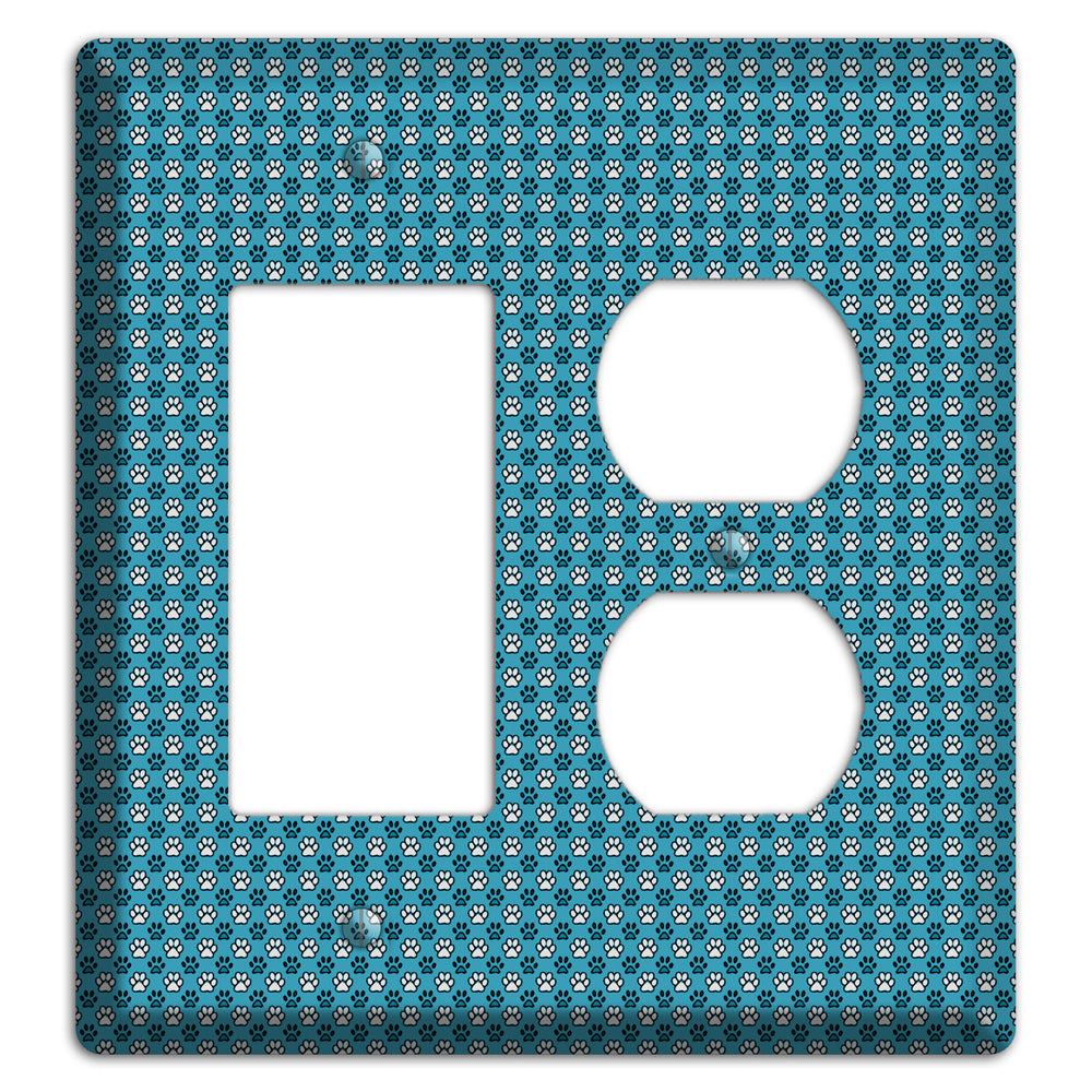 Blue Paw Prints Rocker / Duplex Wallplate