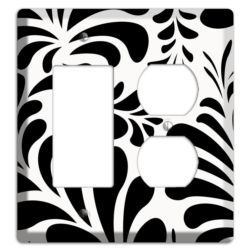 White with Black Herati Rocker / Duplex Wallplate