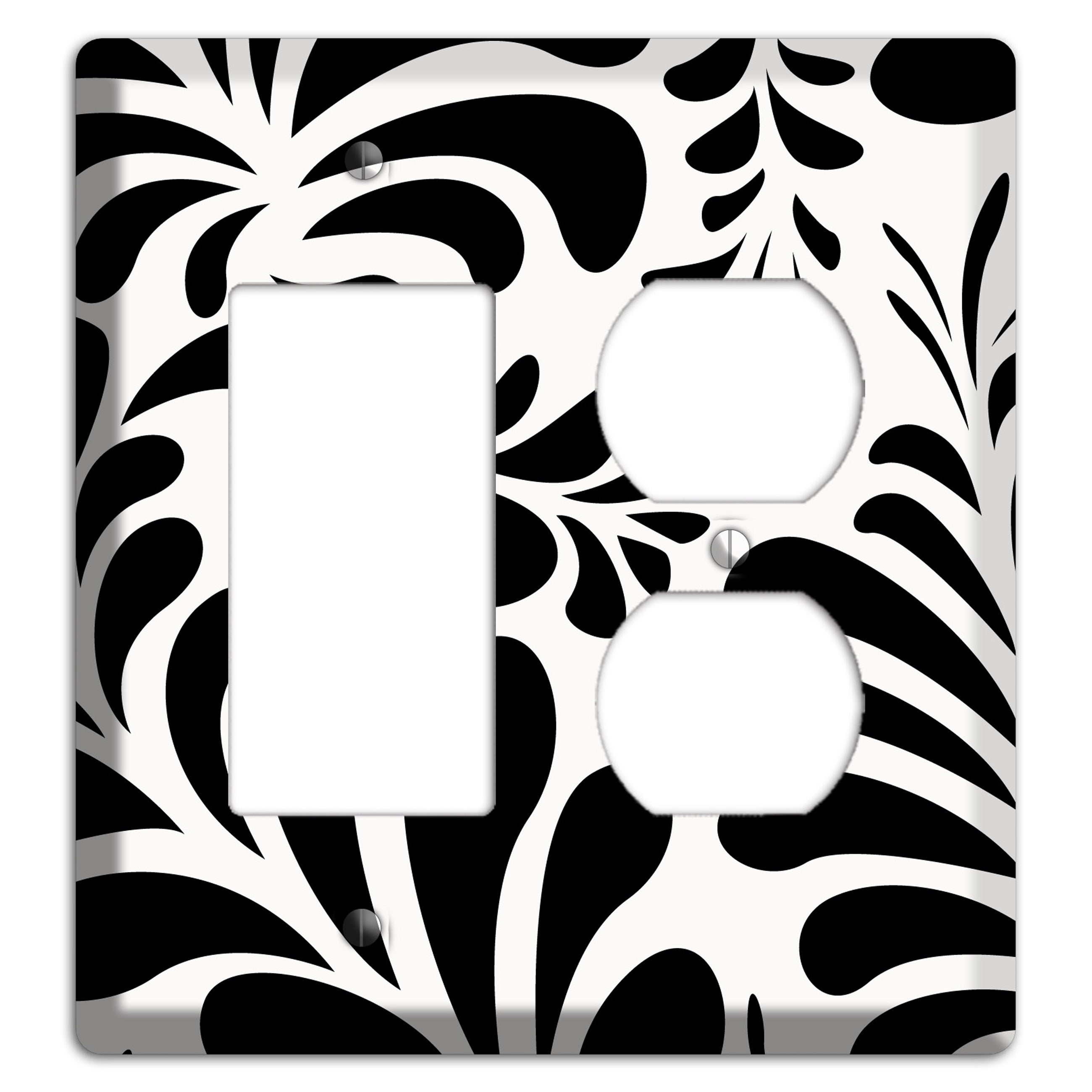 White with Black Herati Rocker / Duplex Wallplate