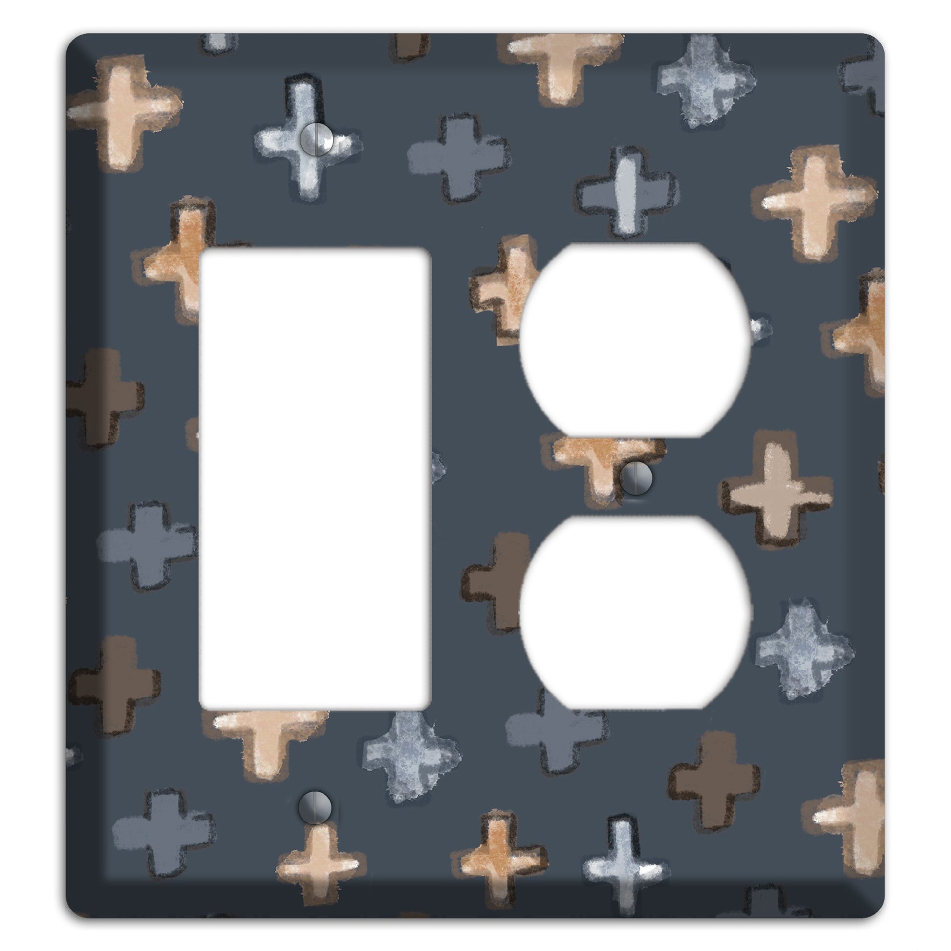 Navy Plus Signs Rocker / Duplex Wallplate