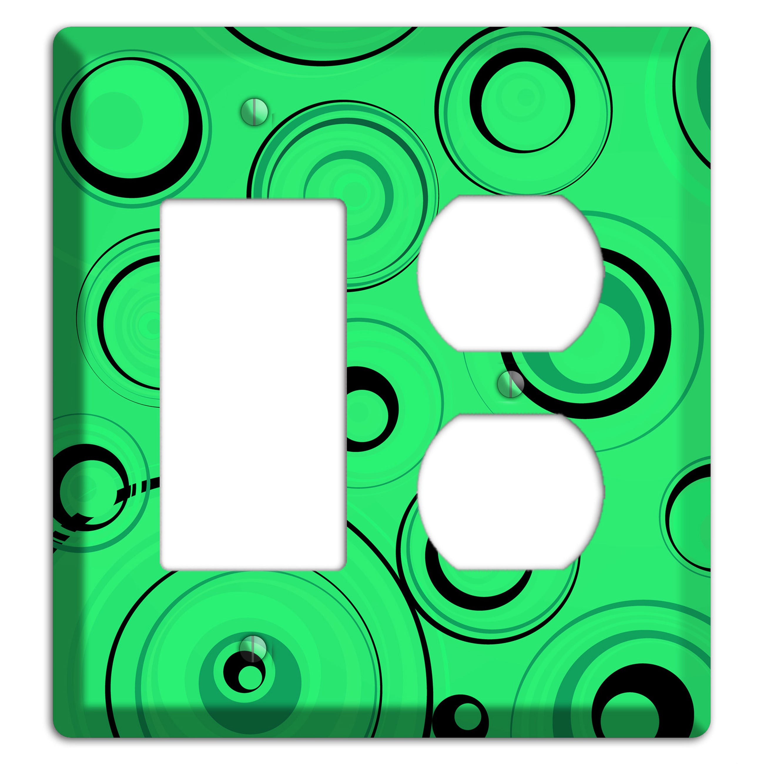 Bright Green Circles Rocker / Duplex Wallplate