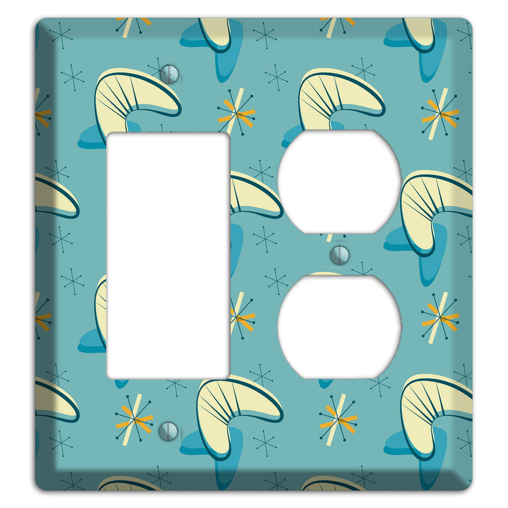 Yellow and Blue Boomerang Rocker / Duplex Wallplate