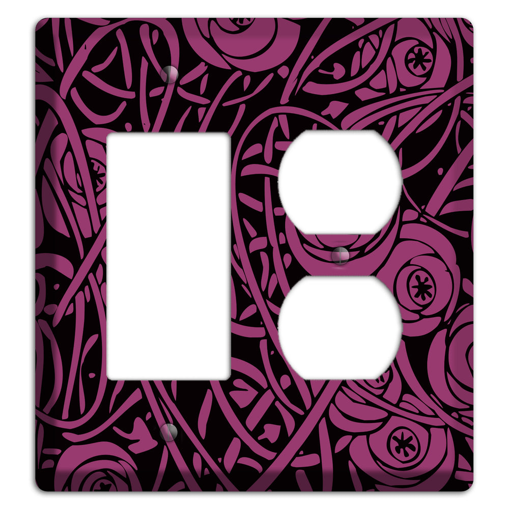 Fuschia Deco Floral Rocker / Duplex Wallplate