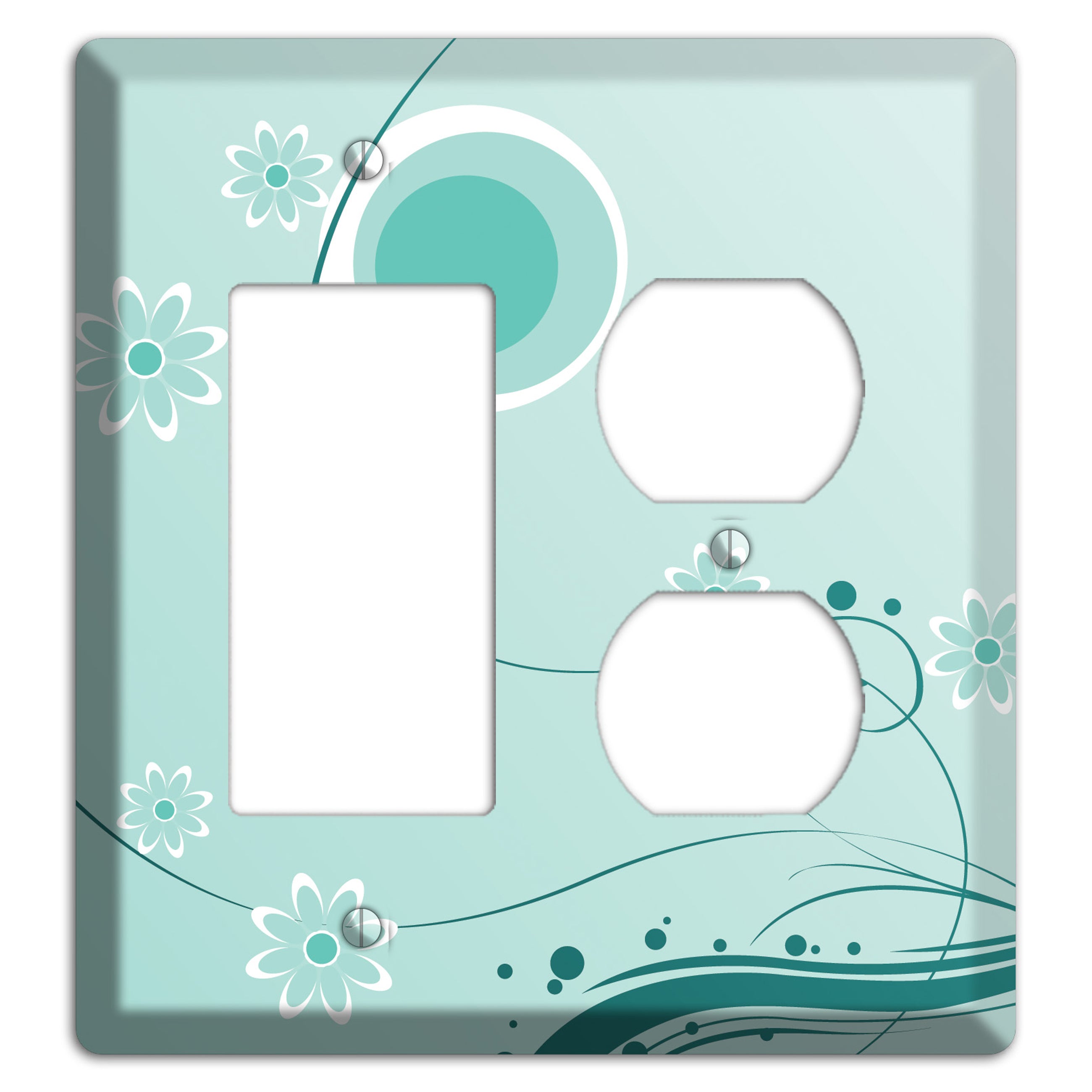 Light Green Floral Rocker / Duplex Wallplate