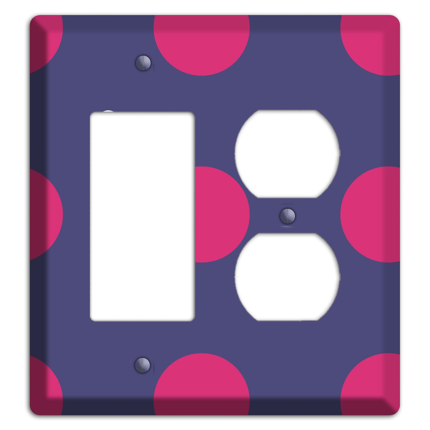 Purple with Purple and White Multi Tiled Medium Dots Rocker / Duplex Wallplate