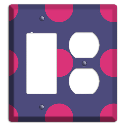 Purple with Purple and White Multi Tiled Medium Dots Rocker / Duplex Wallplate