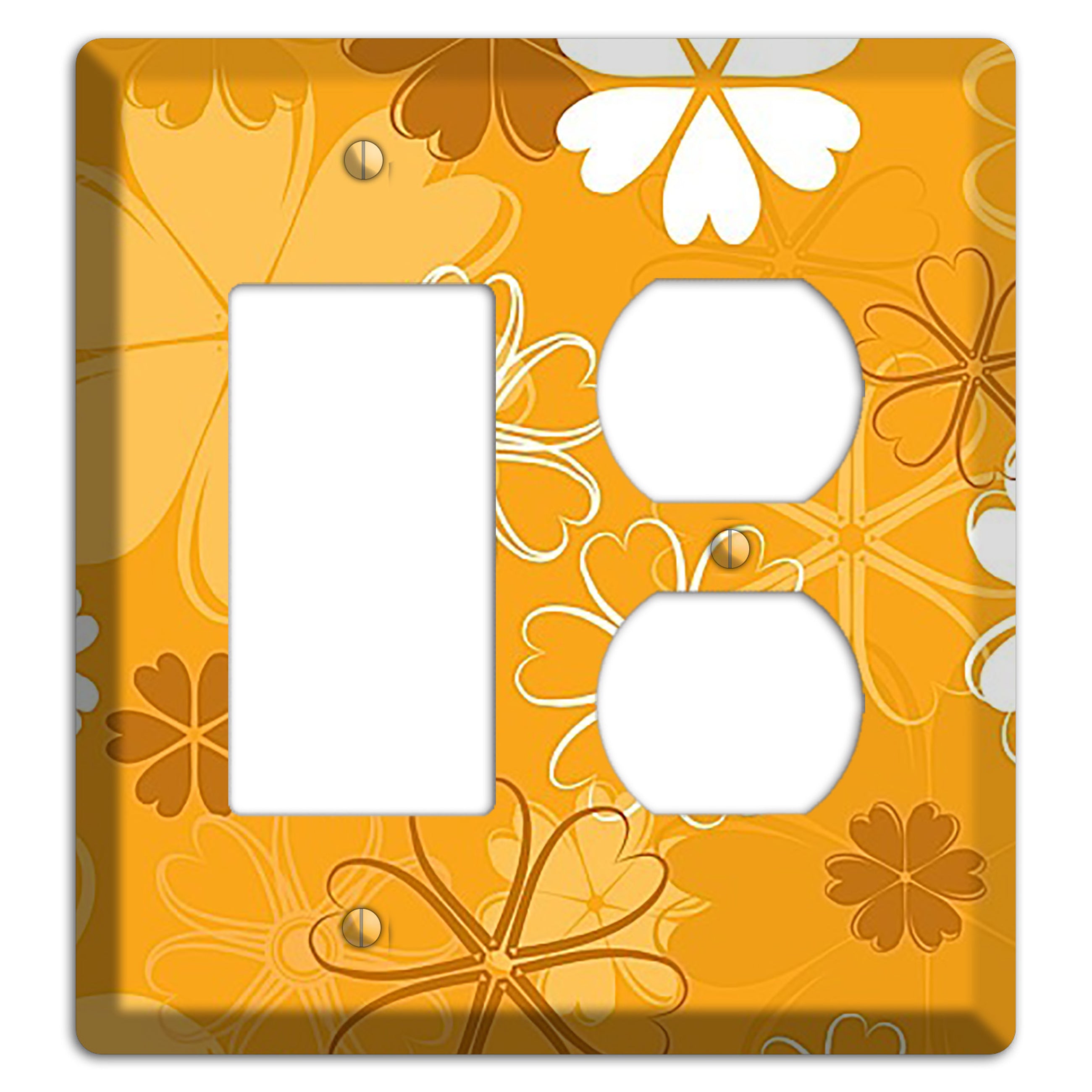 Orange Retro Flowers Rocker / Duplex Wallplate