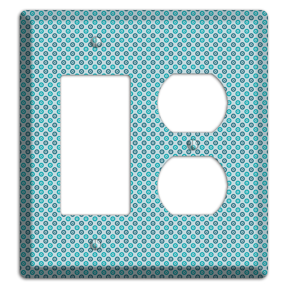 Turquoise and Blue Concentric Dots Rocker / Duplex Wallplate