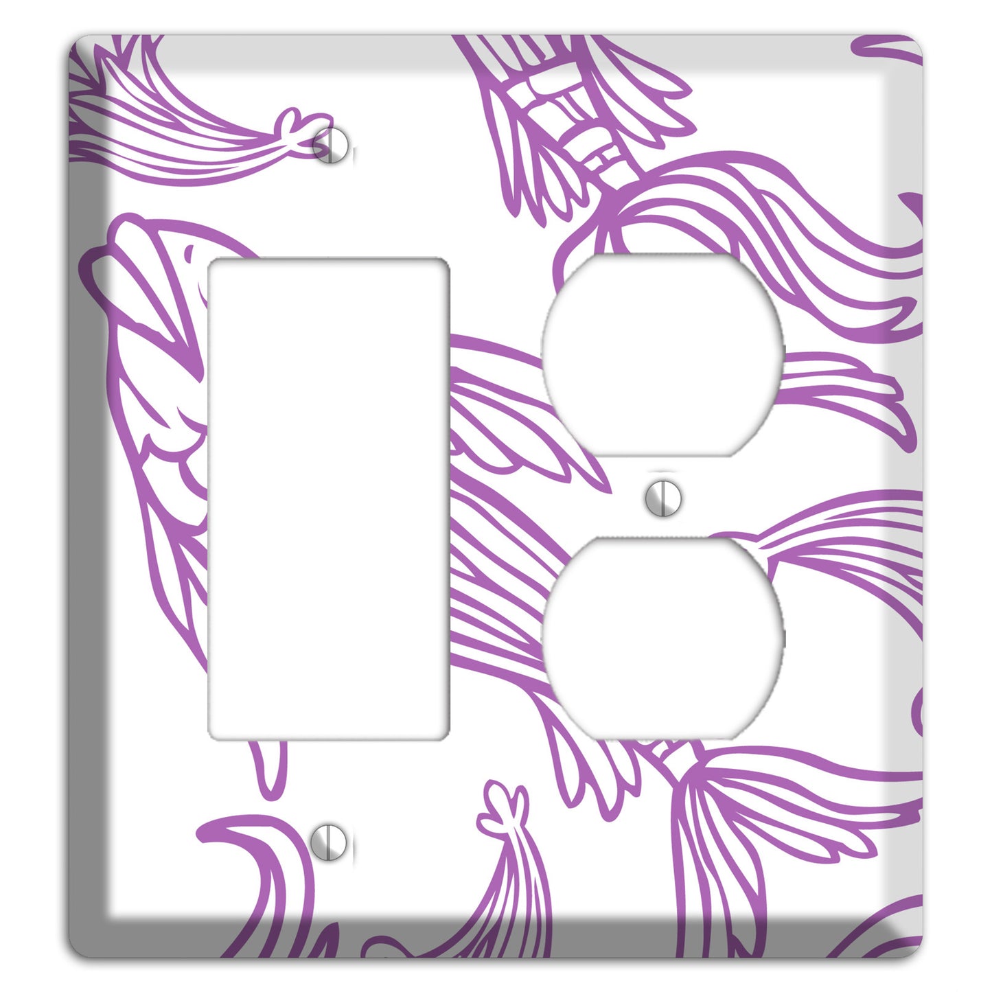 Purple and White Koi Rocker / Duplex Wallplate