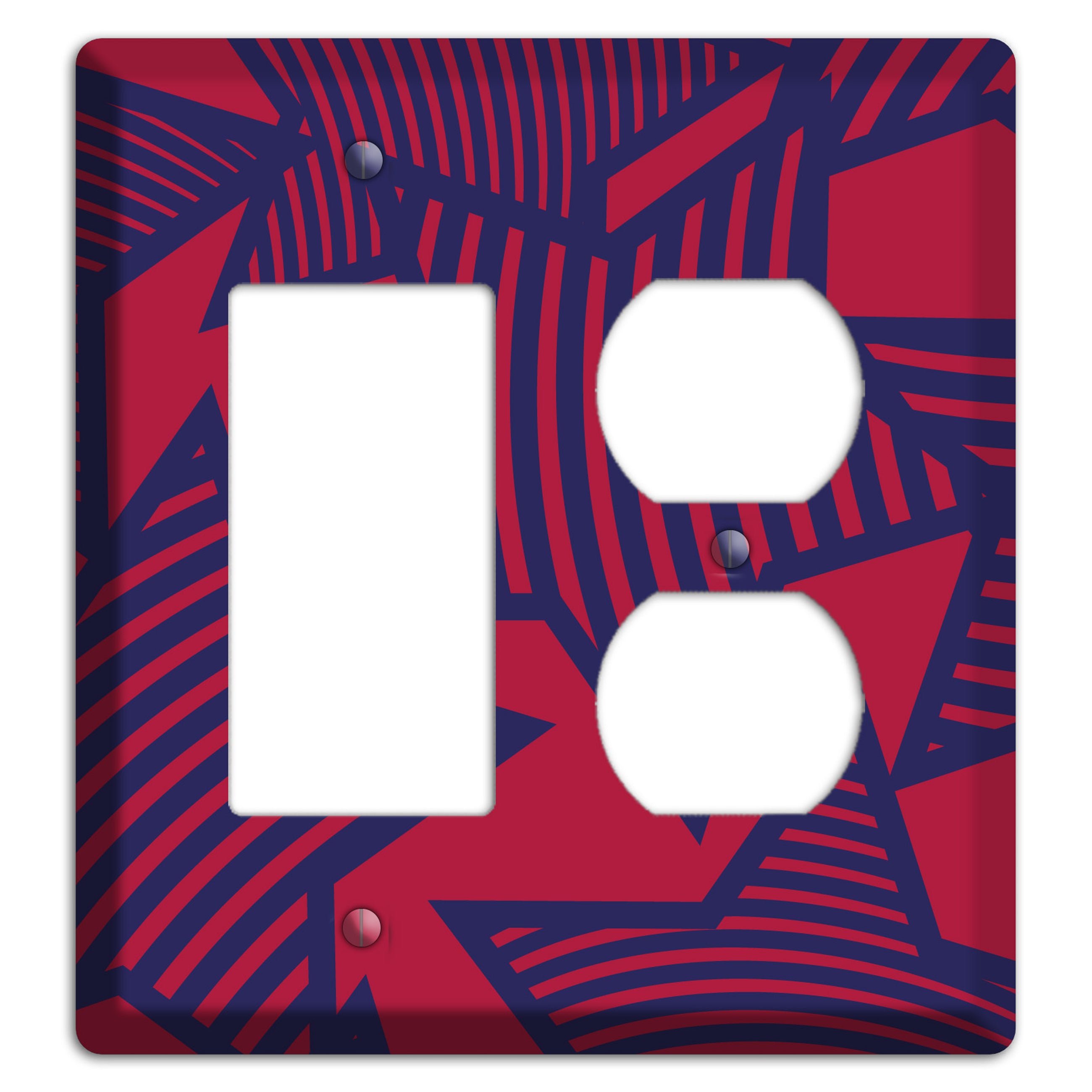 Red with Large Blue Stars Rocker / Duplex Wallplate