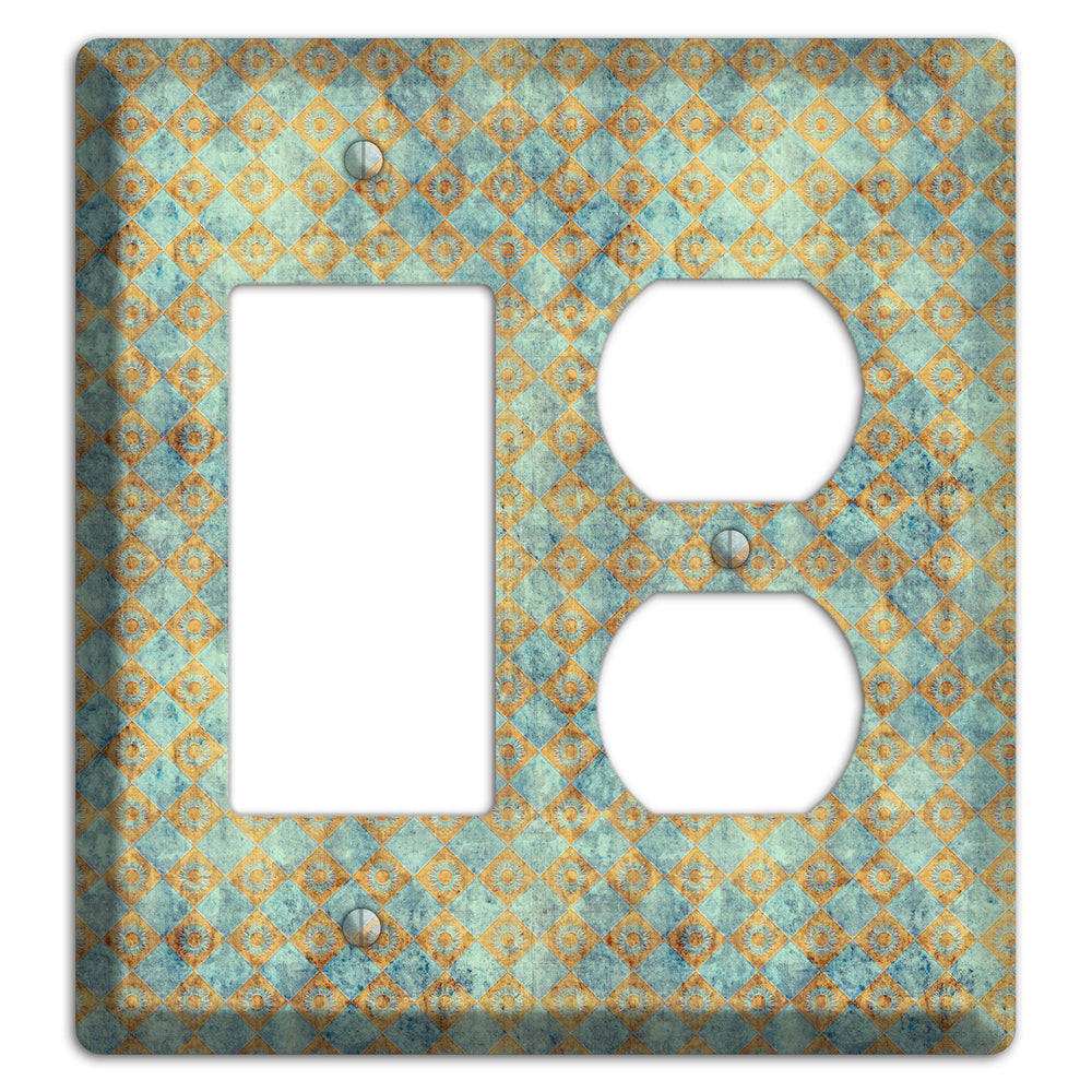 Green and Beige Diamond Circles Rocker / Duplex Wallplate