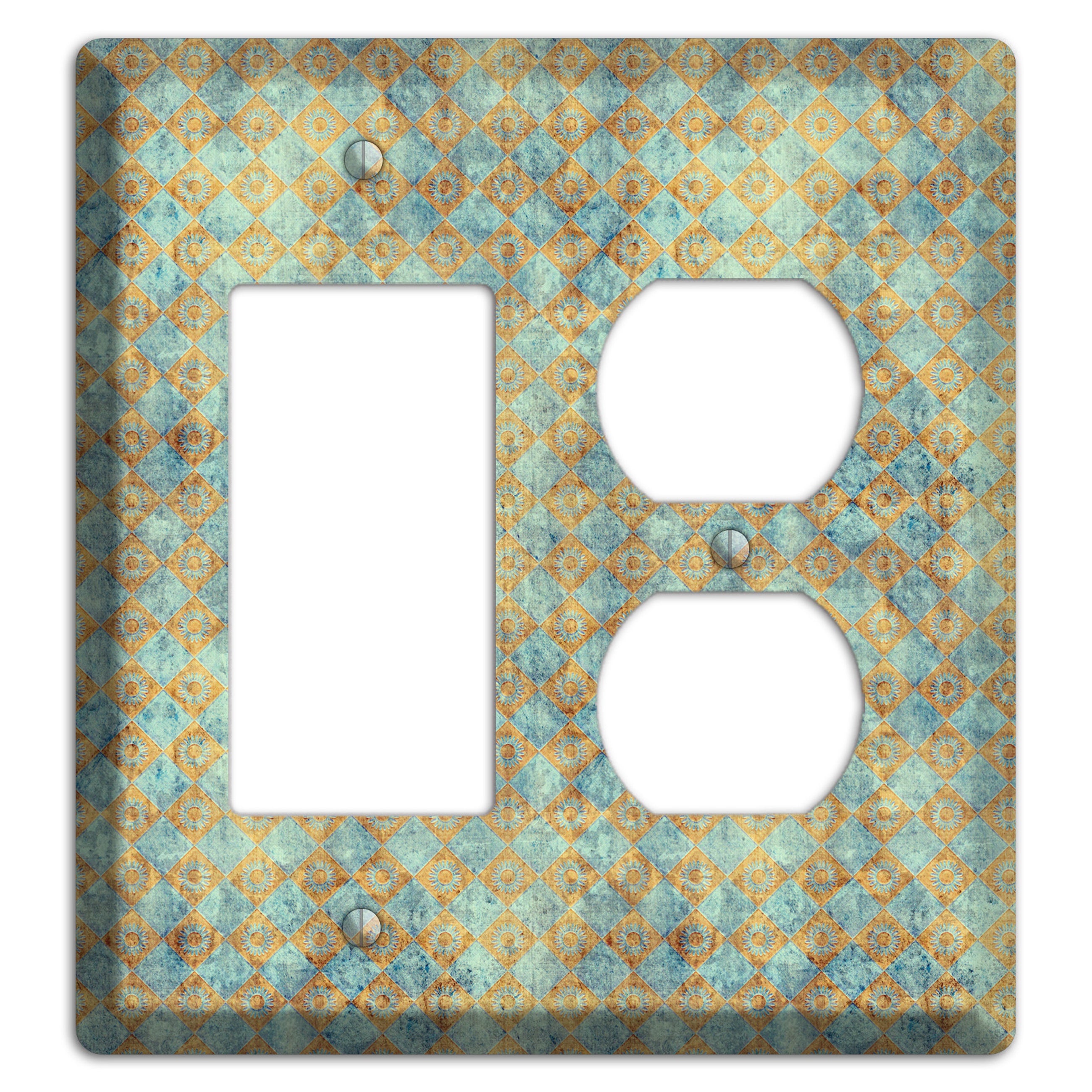 Green and Beige Diamond Circles Rocker / Duplex Wallplate