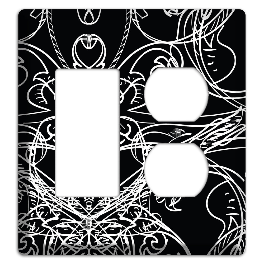 Black Deco Sketch Rocker / Duplex Wallplate