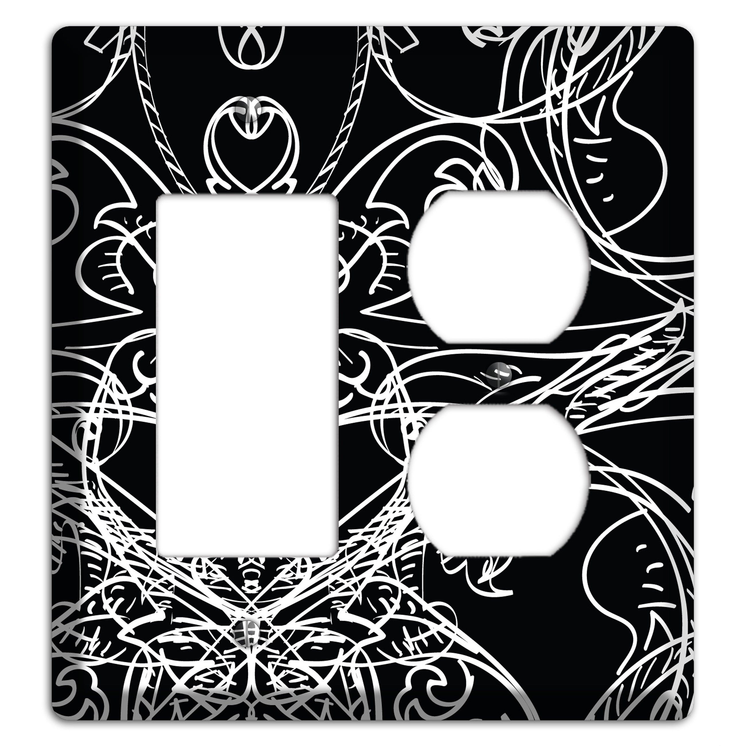 Black Deco Sketch Rocker / Duplex Wallplate