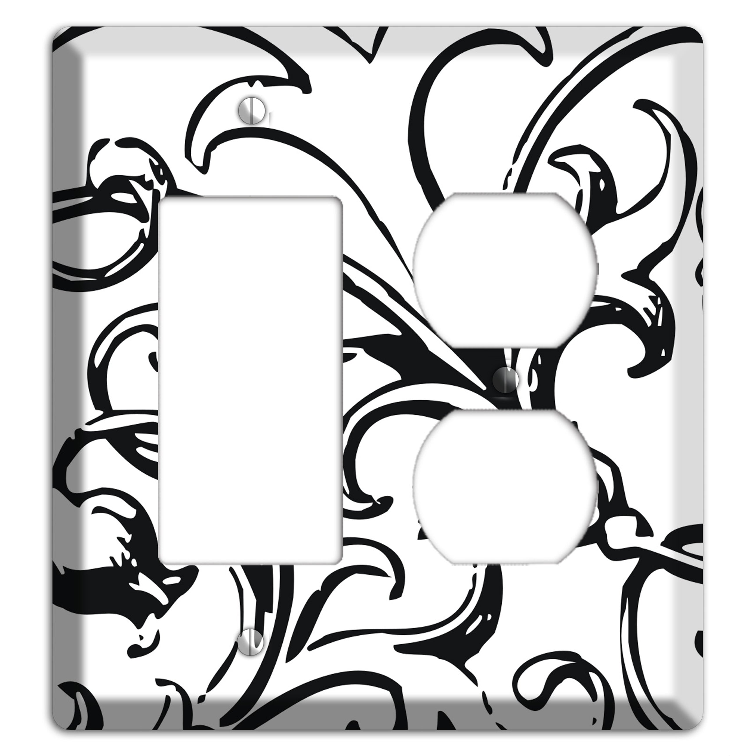 Victorian Black and White Rocker / Duplex Wallplate