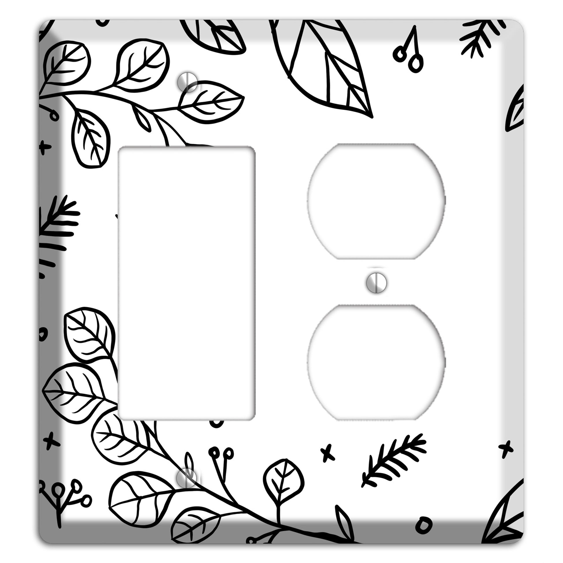 Hand-Drawn Floral 26 Rocker / Duplex Wallplate